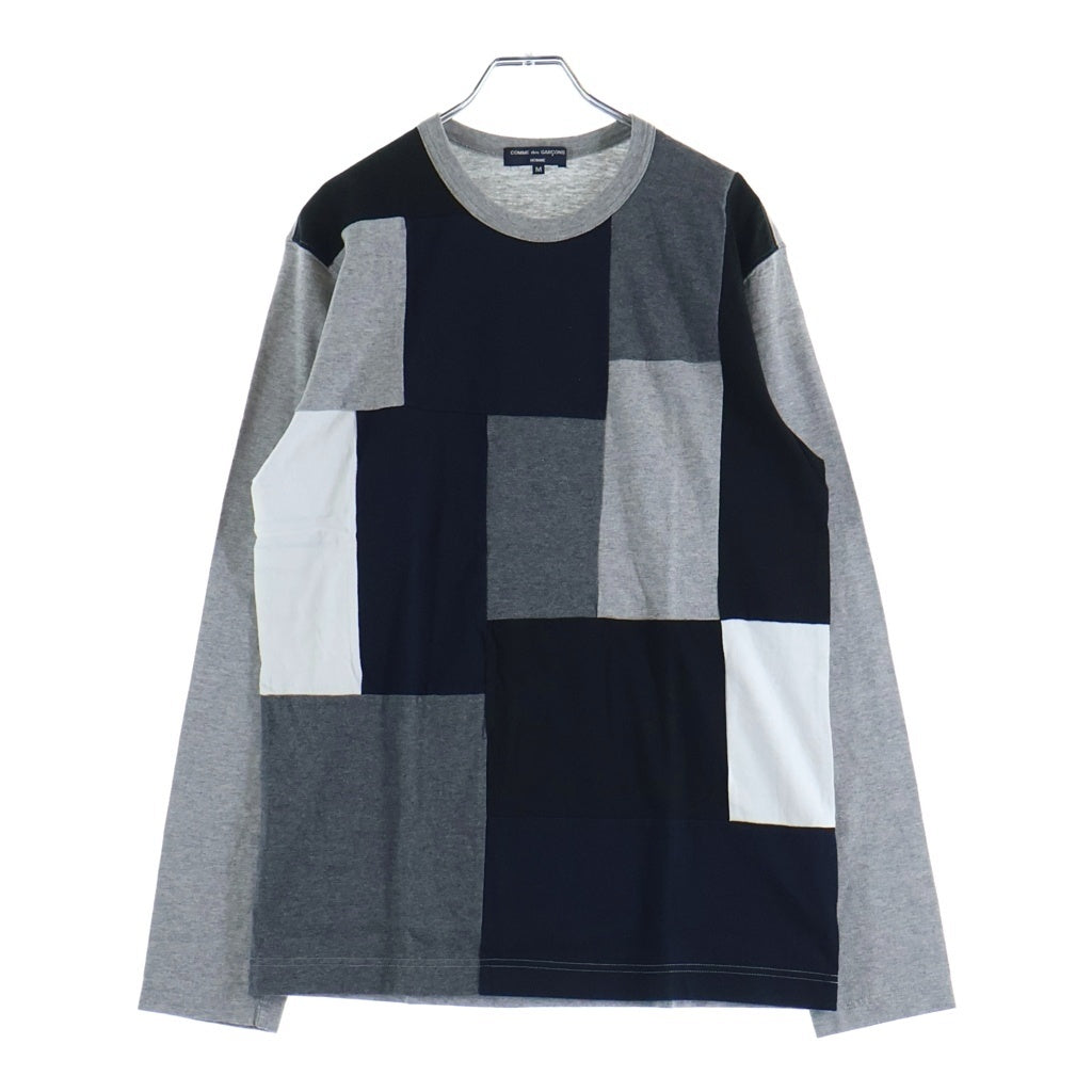 COMME des GARCONS HOMME(コムデギャルソンオム) 09AW パッチワークデザイン クルーネック長袖Tシャツカットソー グレー HD-T109