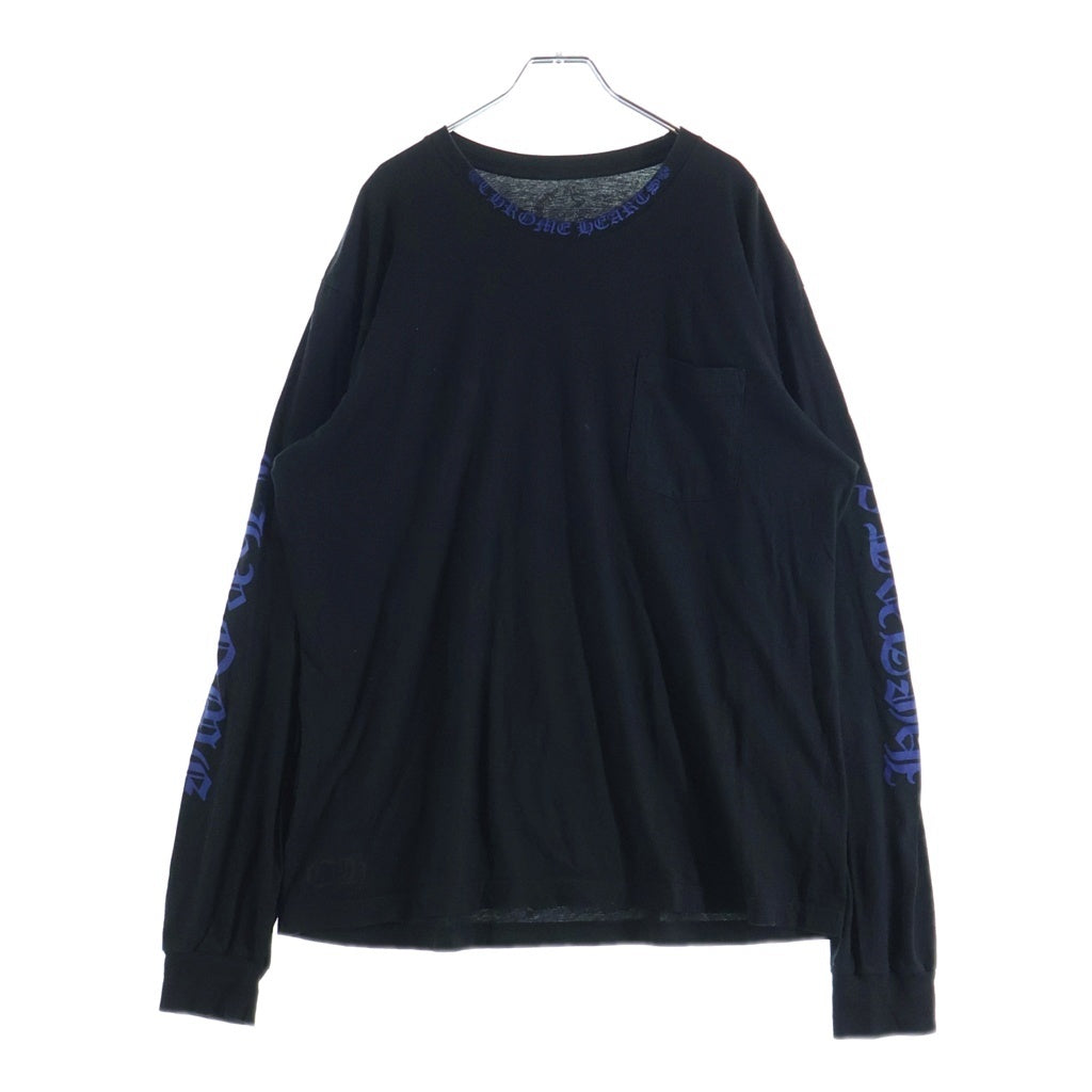 CHROME HEARTS(クロムハーツ) Neck Logo L/S ネックロゴ クルーネック長袖Tシャツカットソー ブラック/ブルー