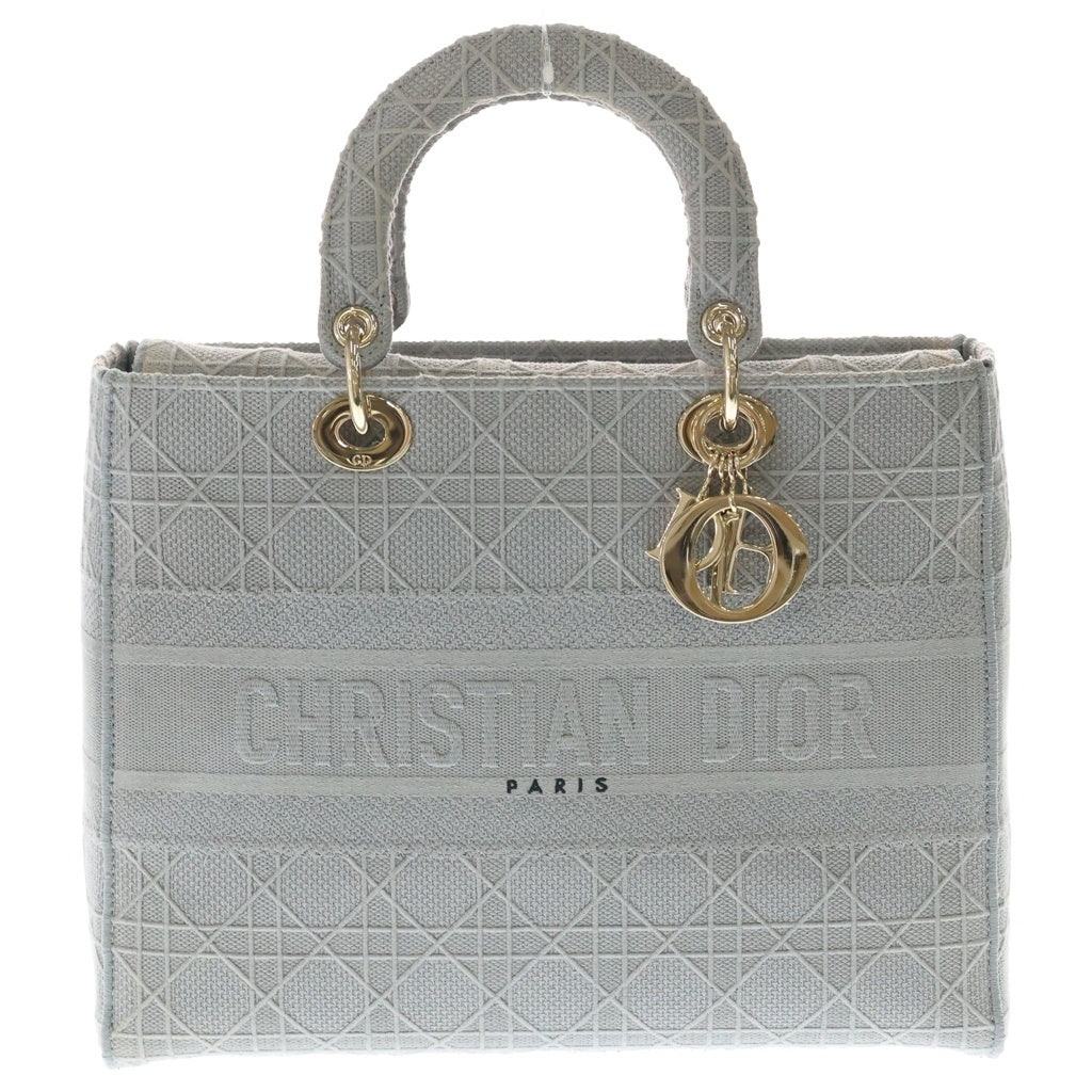 Christian Dior(クリスチャンディオール) D-Lite カナージュ エンブロイダリー キャンバス 2WAY サッチェルバッグ グレー レディース