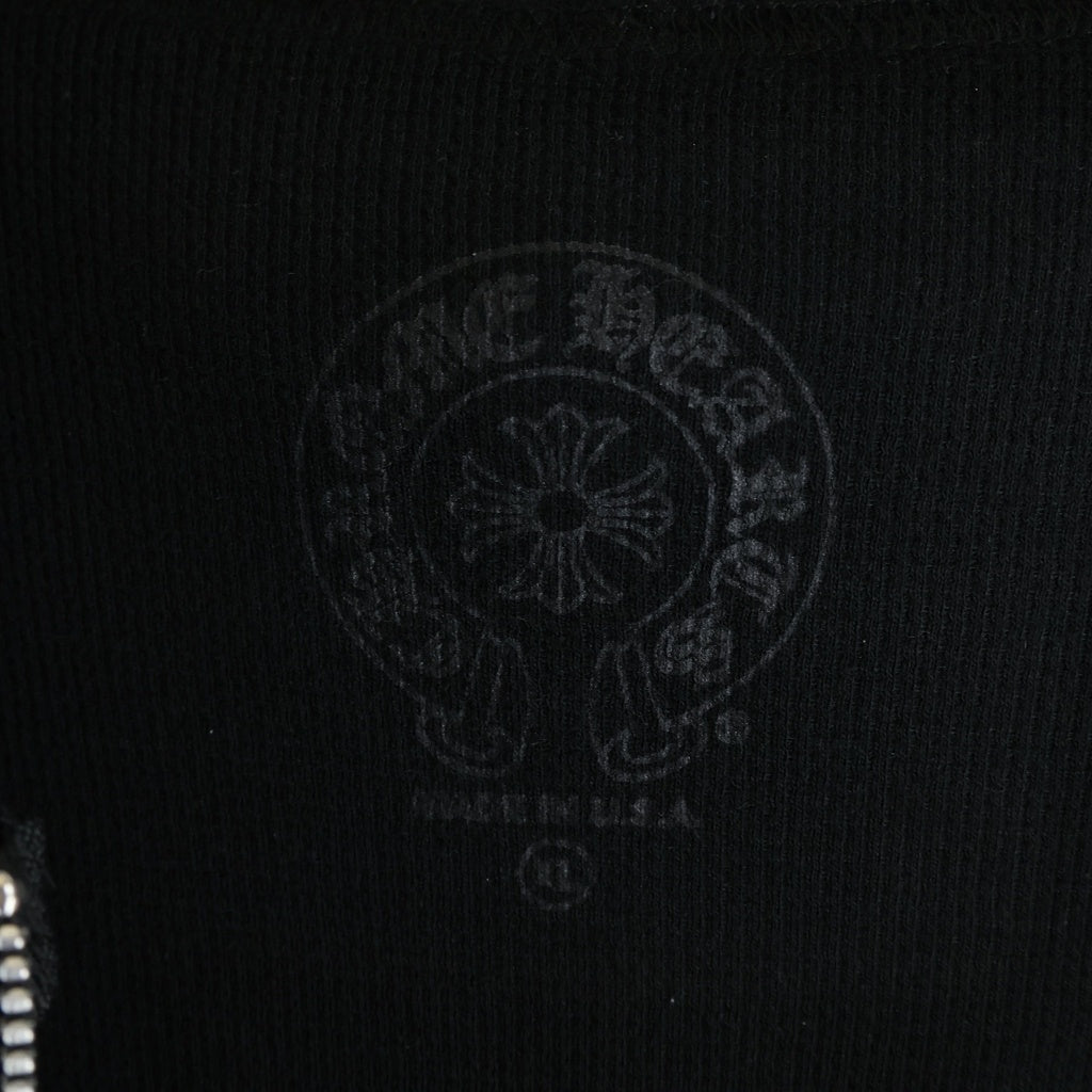 CHROME HEARTS(クロムハーツ) THRML SWTSHRT HD ZIP ホースシュー アームフローラルプリント 裏地サーマルジップアップパーカー ブラック
