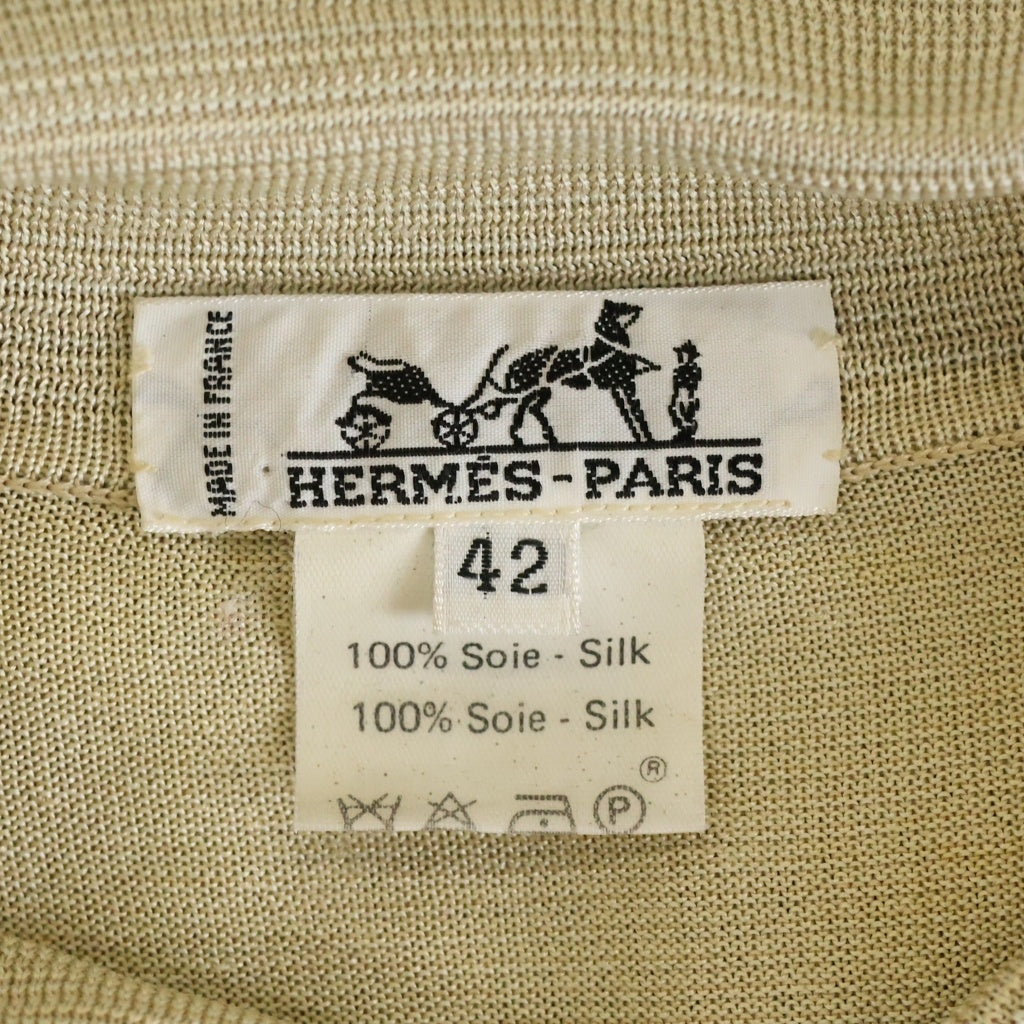 HERMES(エルメス) セリエボタン シルクスカーフ 長袖ポロシャツ レディース マルチカラー