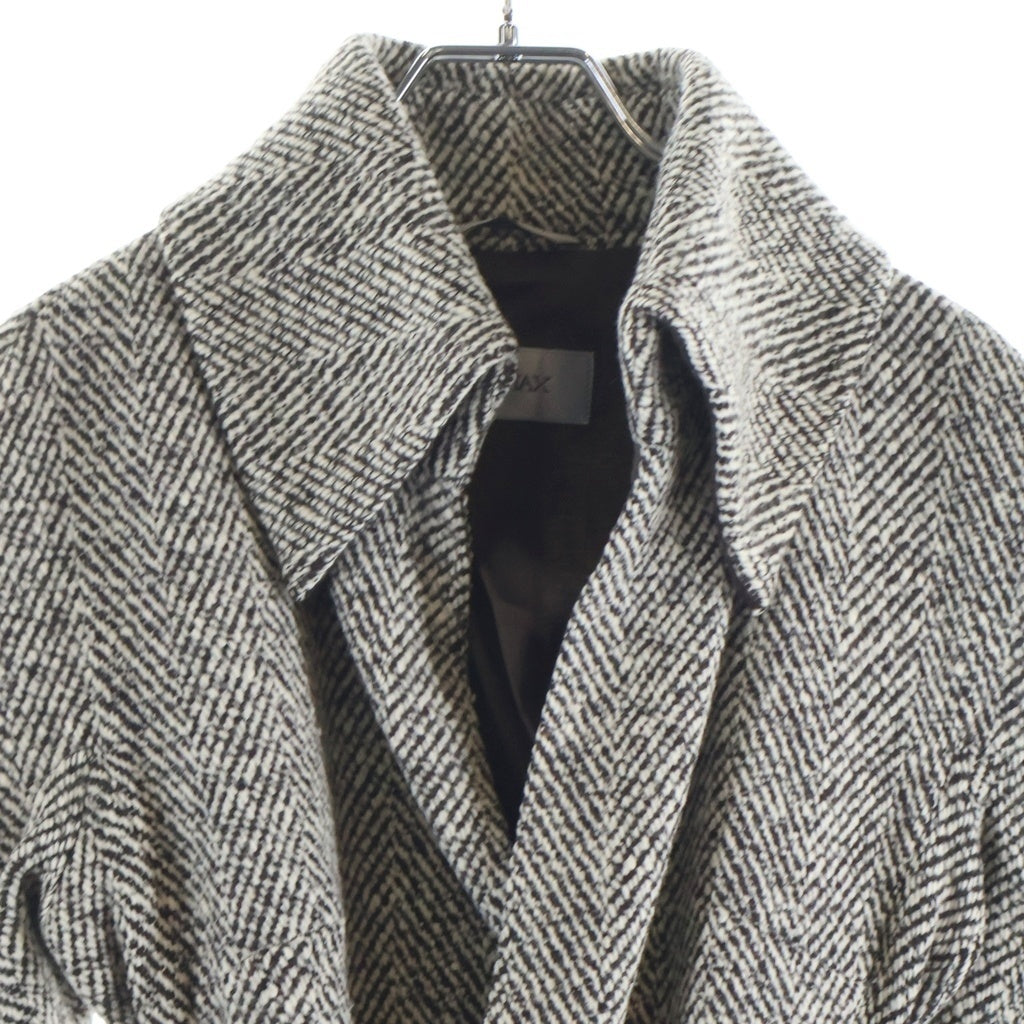 SPORTMAX(スポーツマックス) ヴァージンウール カシミヤ混 ベルト付き ツイード コート レディース グレー