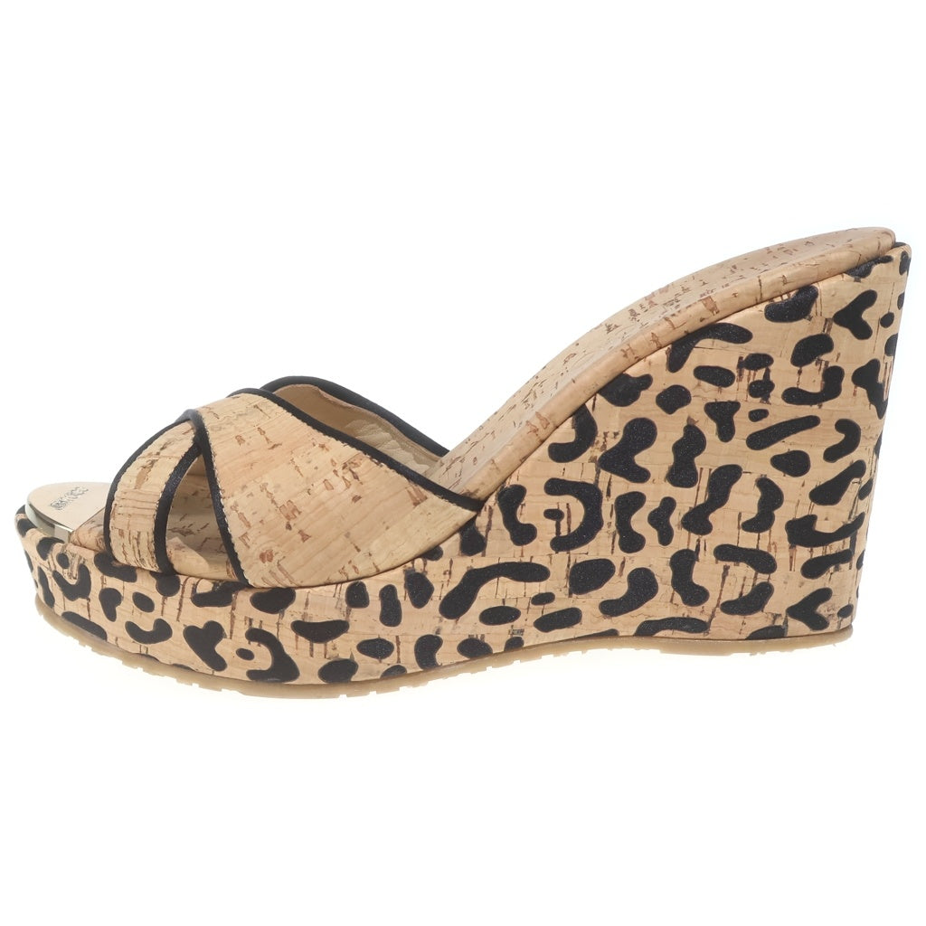 JIMMY CHOO(ジミーチュウ) Wedge Leopard Toe Heels コルク厚底 レオパード ヒールパンプス レディース ベージュ