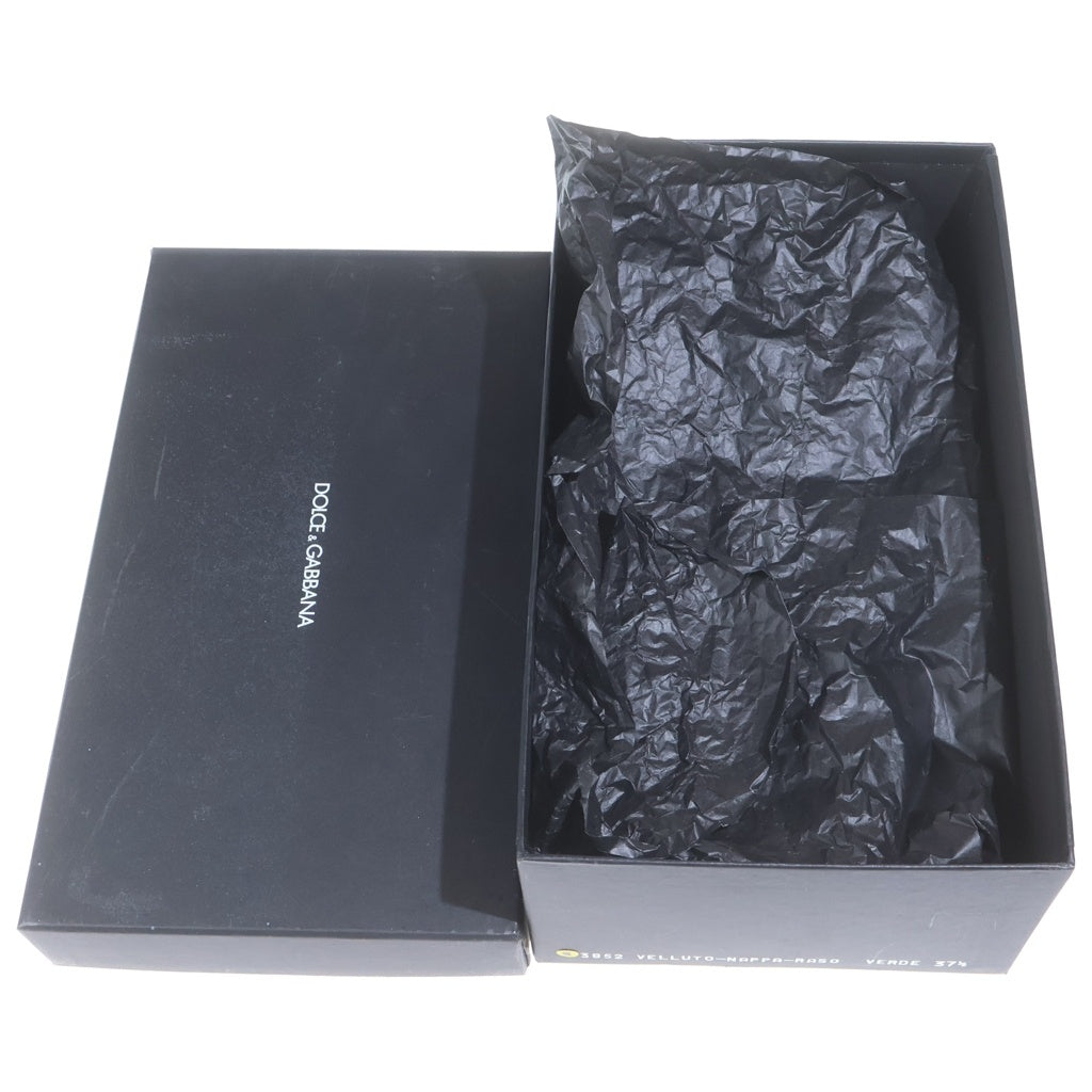 DOLCE & GABBANA(ドルチェアンドガッバーナ) Floral Strap Heels フラワー ストラップ スウェード ヒールパンプス レディース ブラック