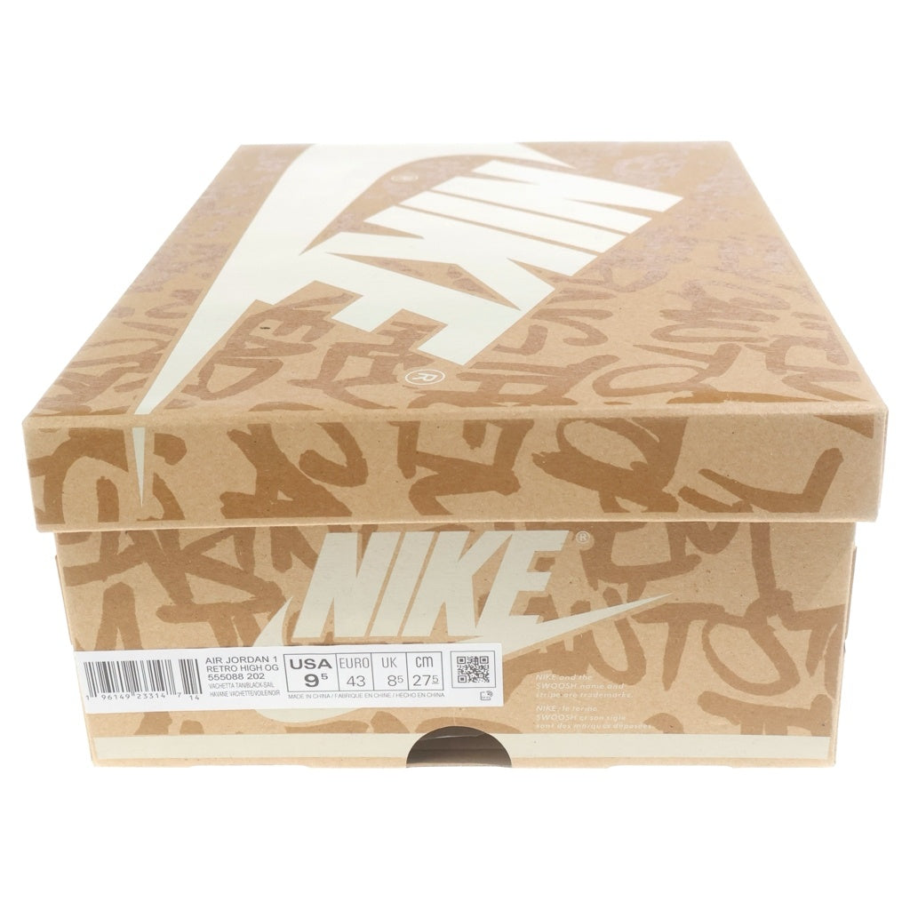 NIKE(ナイキ) Air Jordan 1 Retro High OG Vachetta Tan エアジョーダン1 レトロ ハイ OG バケッタタン ハイカットスニーカー US9.5/27.5cm ブラウン 555088‐202