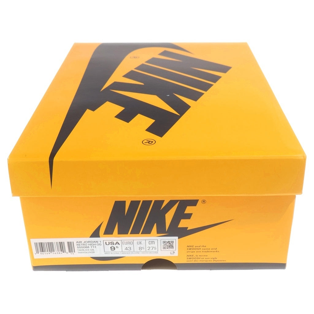 NIKE(ナイキ) Air Jordan 1 Retro High OG Taxi エアジョーダン1 レトロ ハイ OG タクシー ハイカットスニーカー US9.5/27.5cm イエロー 555088-711