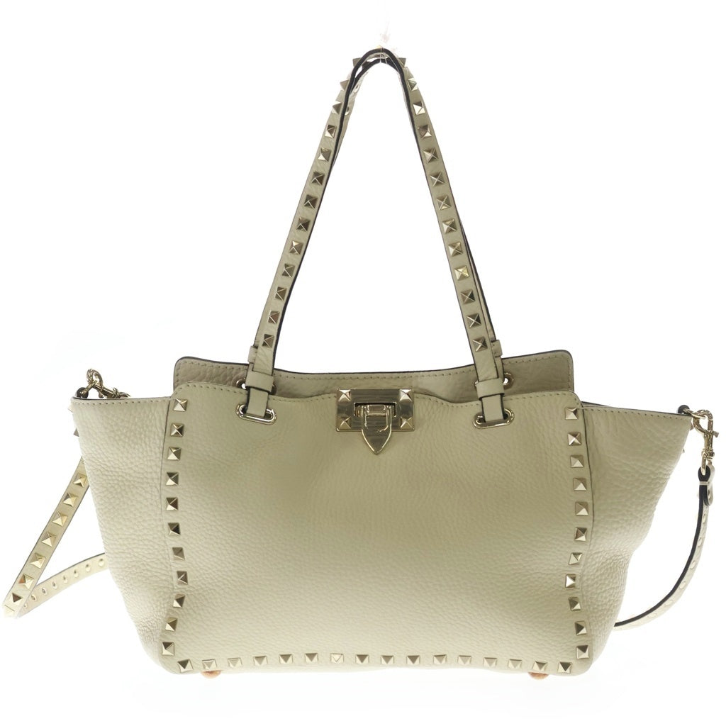 Valentino Giuliattini(ヴァレンチノ ジュリアティー二) ロックスター ロックスタッズ レザーショルダーバッグ ゴールド金具 ホワイト レディース