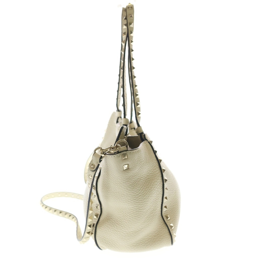 Valentino Giuliattini(ヴァレンチノ ジュリアティー二) ロックスター ロックスタッズ レザーショルダーバッグ ゴールド金具 ホワイト レディース