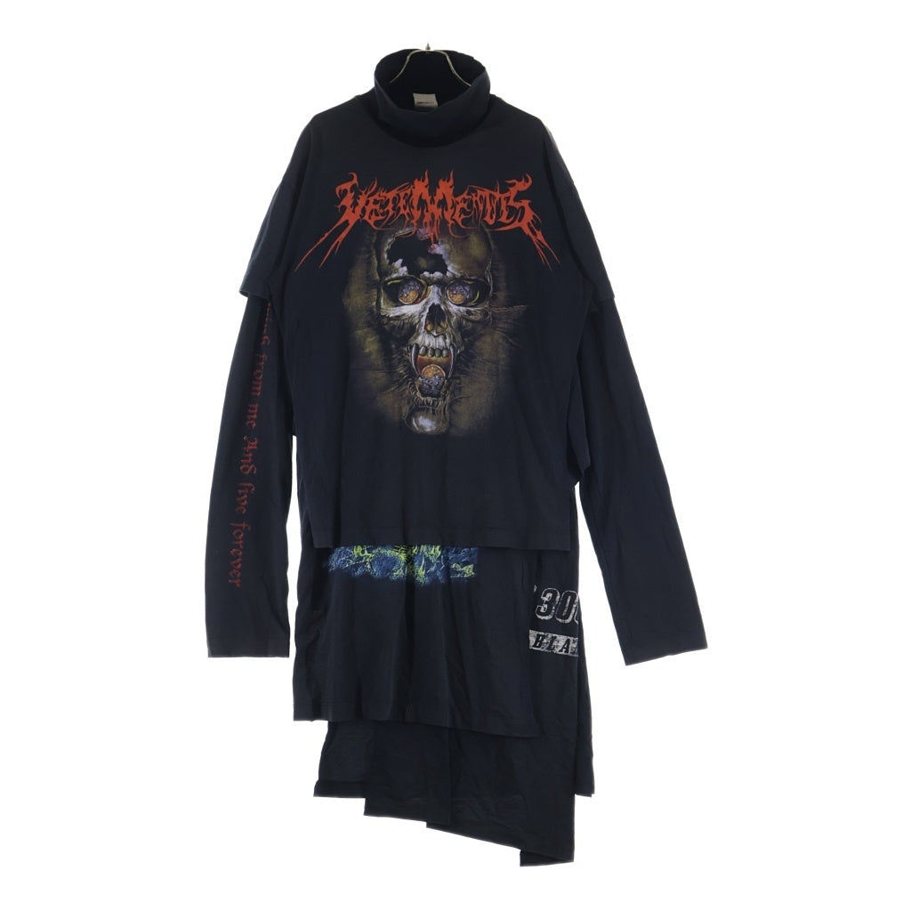 VETEMENTS(ヴェトモン) 16AW Skull Layered T-Shirts Dress スカルレイヤード 長袖Tシャツドレス ブラック WF17DR4