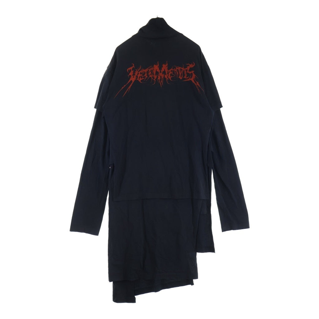 VETEMENTS(ヴェトモン) 16AW Skull Layered T-Shirts Dress スカルレイヤード 長袖Tシャツドレス ブラック WF17DR4