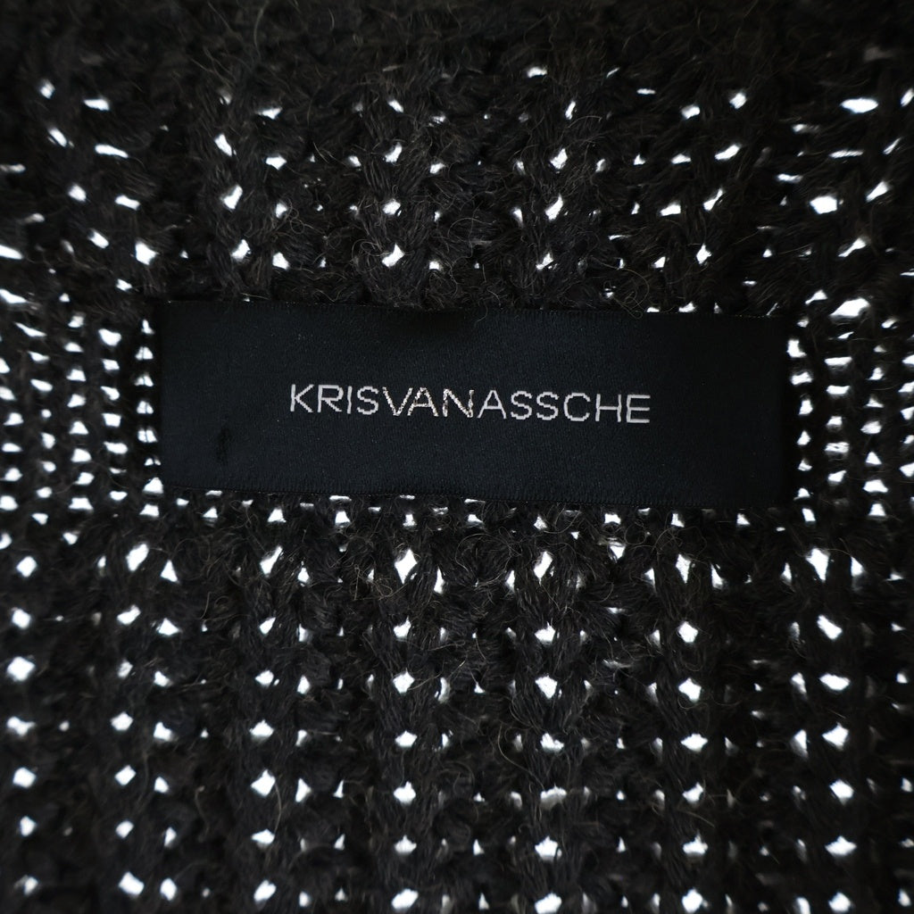 KRIS VAN ASSCHE(クリス ヴァン アッシュ) ハイネックジップアップ ケーブルニット ブラウン 122KN0126