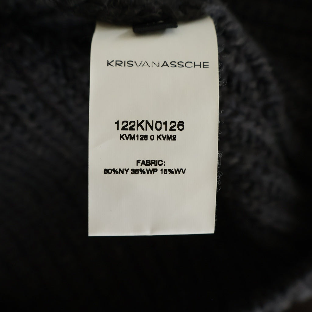 KRIS VAN ASSCHE(クリス ヴァン アッシュ) ハイネックジップアップ ケーブルニット ブラウン 122KN0126