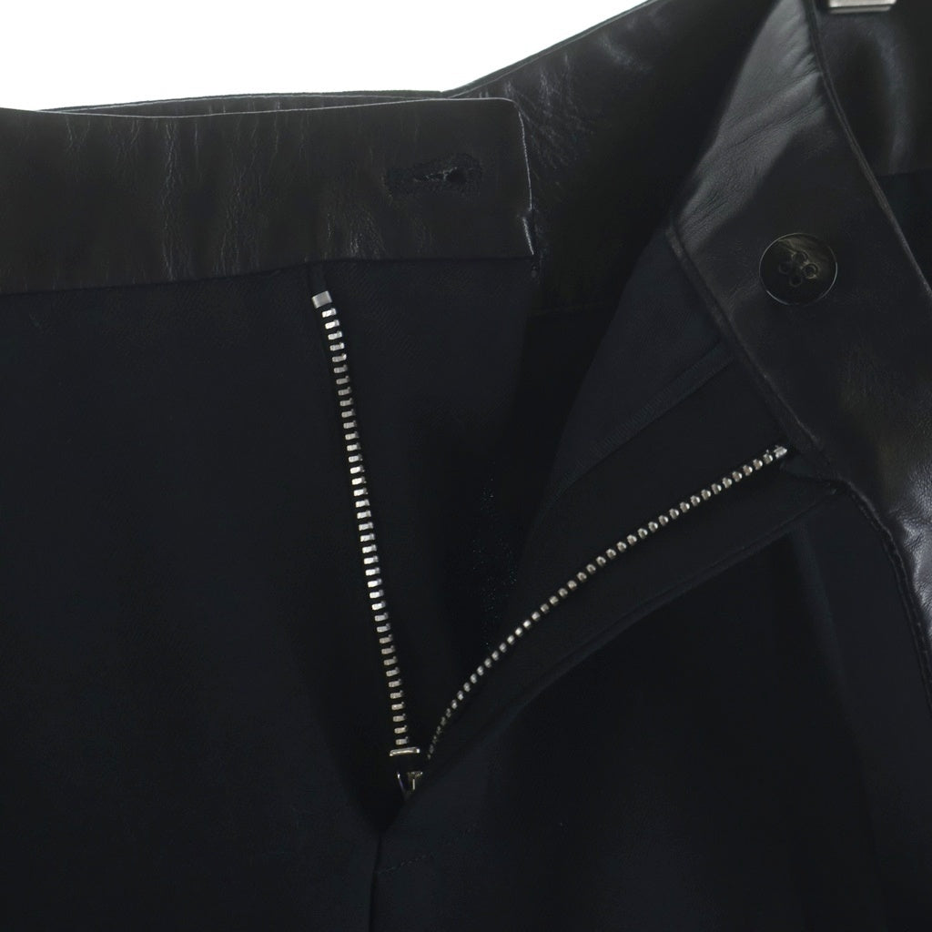 SAINT LAURENT PARIS(サンローランパリ) ラムレザー切り替えデザイン ウールスラックス ブラック