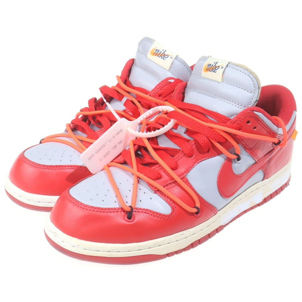 NIKE(ナイキ) ×OFF-WHITE DUNK LOW LTHR CT0856-600 オフホワイト ダンク ローカットスニーカー US10/28.0cm レッド/グレー