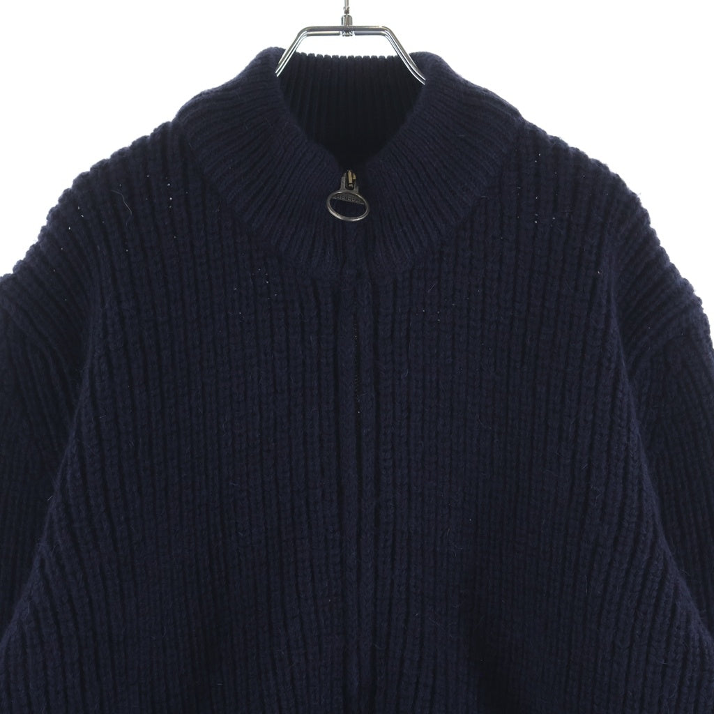 Barbour(バブアー) New Tyne Full Zip ニュータイン フルジップ長袖ウールニットセーター ネイビー
