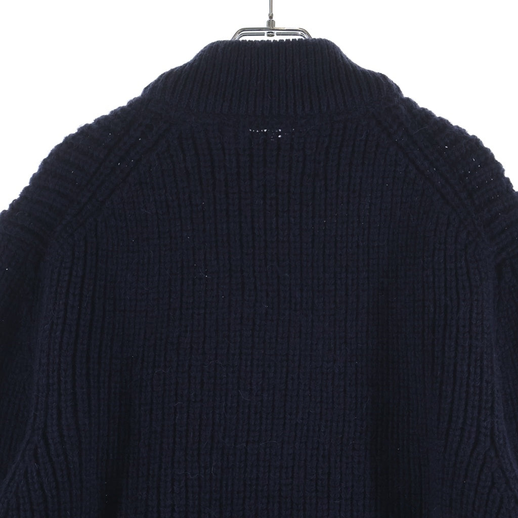 Barbour(バブアー) New Tyne Full Zip ニュータイン フルジップ長袖ウールニットセーター ネイビー