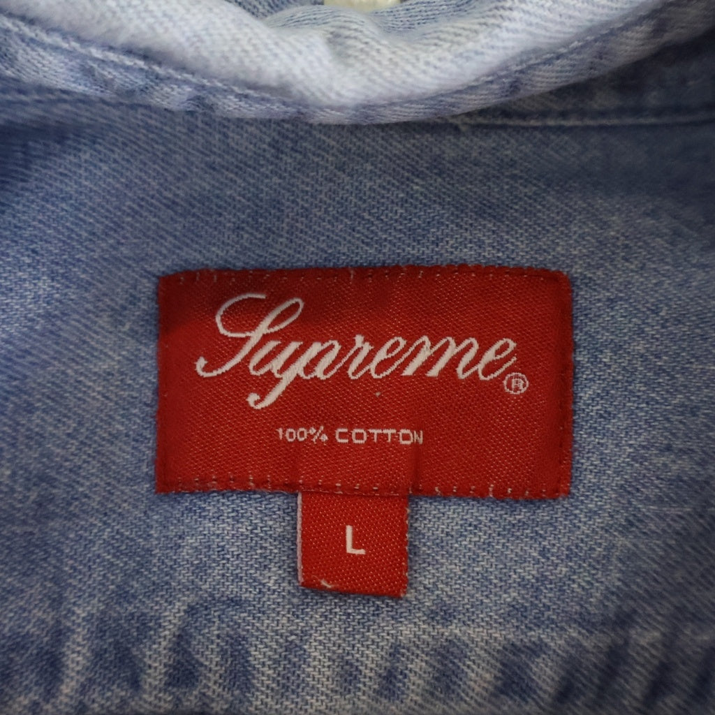 SUPREME(シュプリーム) 21AW Applique Denim Shirt バッグロゴパッチ ボタンダウン長袖デニムシャツ インディゴ