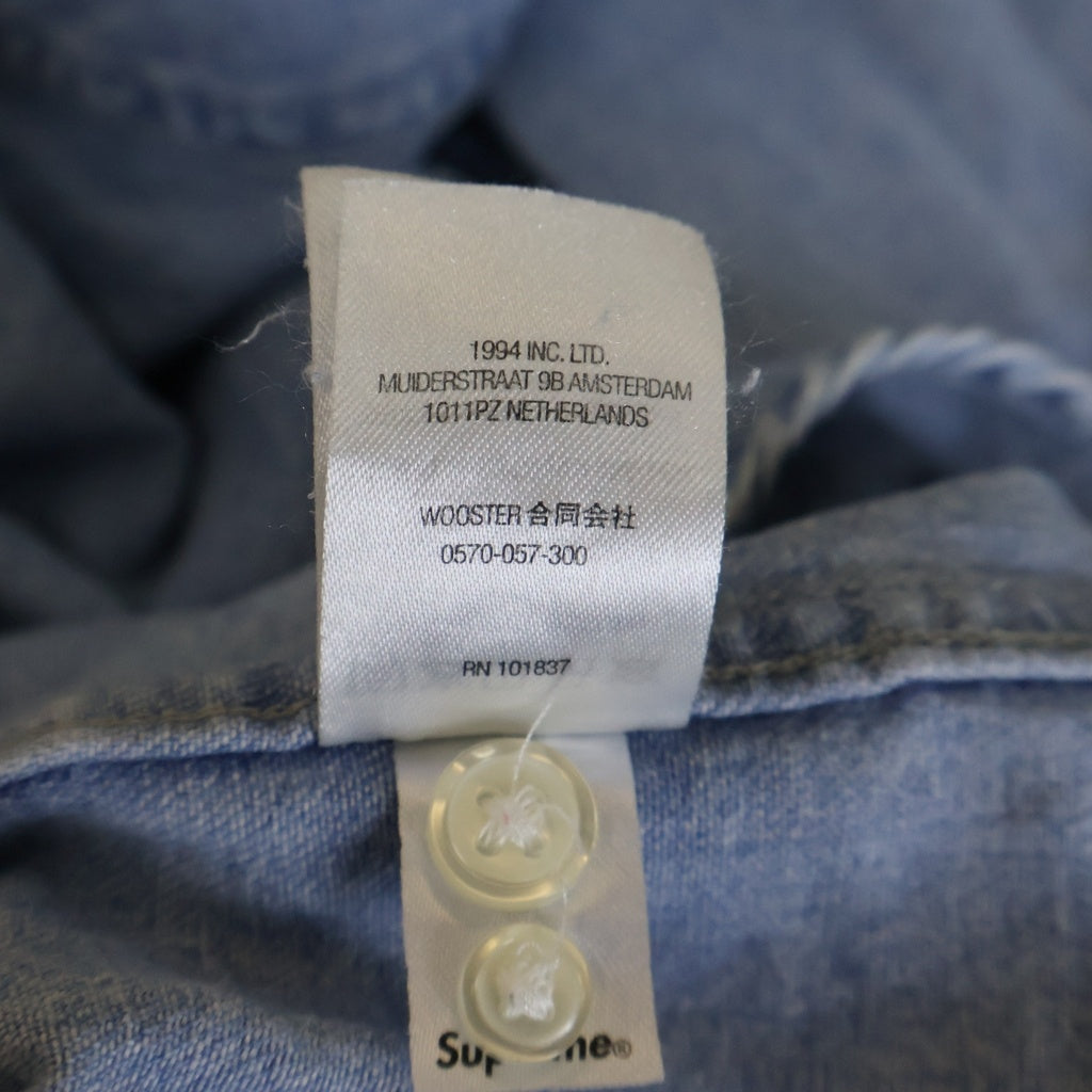 SUPREME(シュプリーム) 21AW Applique Denim Shirt バッグロゴパッチ ボタンダウン長袖デニムシャツ インディゴ