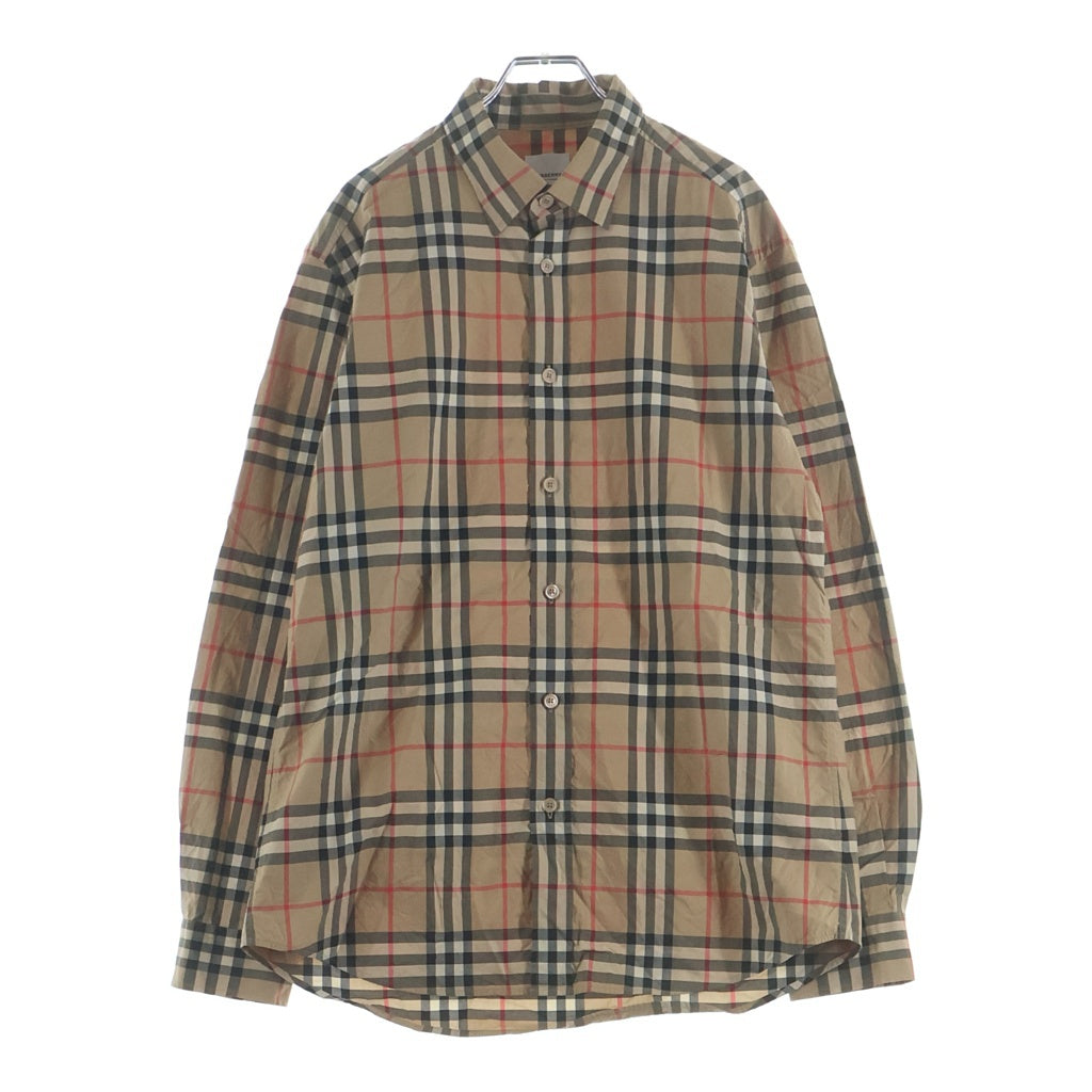 BURBERRY(バーバリー) ノバチェック ボタンダウン長袖シャツ ブラウン 8020863