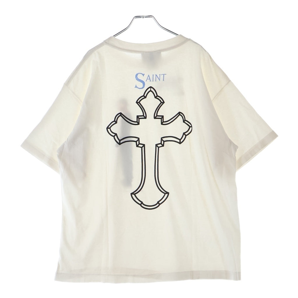 SAINT MICHAEL(セントマイケル) 25SS 2PAC TEE ヴィンテージ加工 クルーネック半袖Tシャツカットソー ホワイト SM-HR8-0000-C15