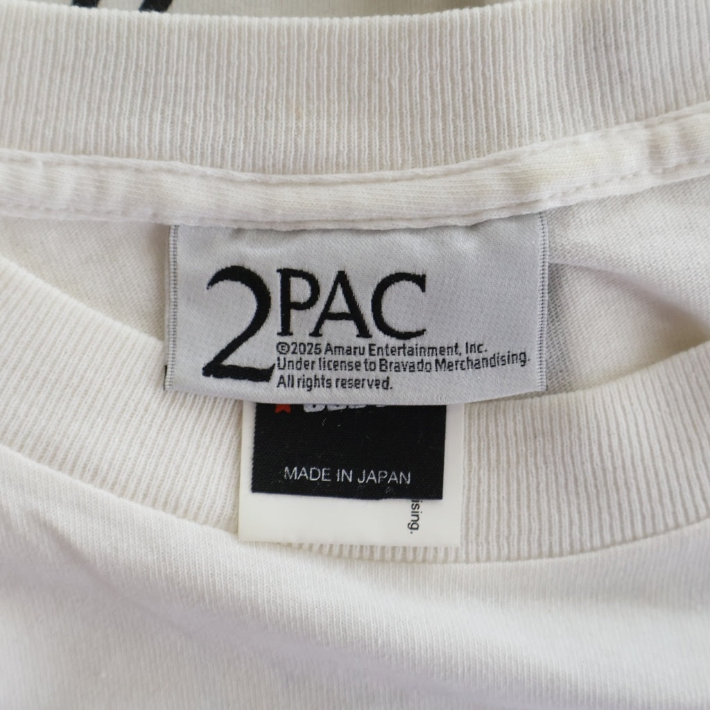 SAINT MICHAEL(セントマイケル) 25SS 2PAC TEE ヴィンテージ加工 クルーネック半袖Tシャツカットソー ホワイト SM-HR8-0000-C15