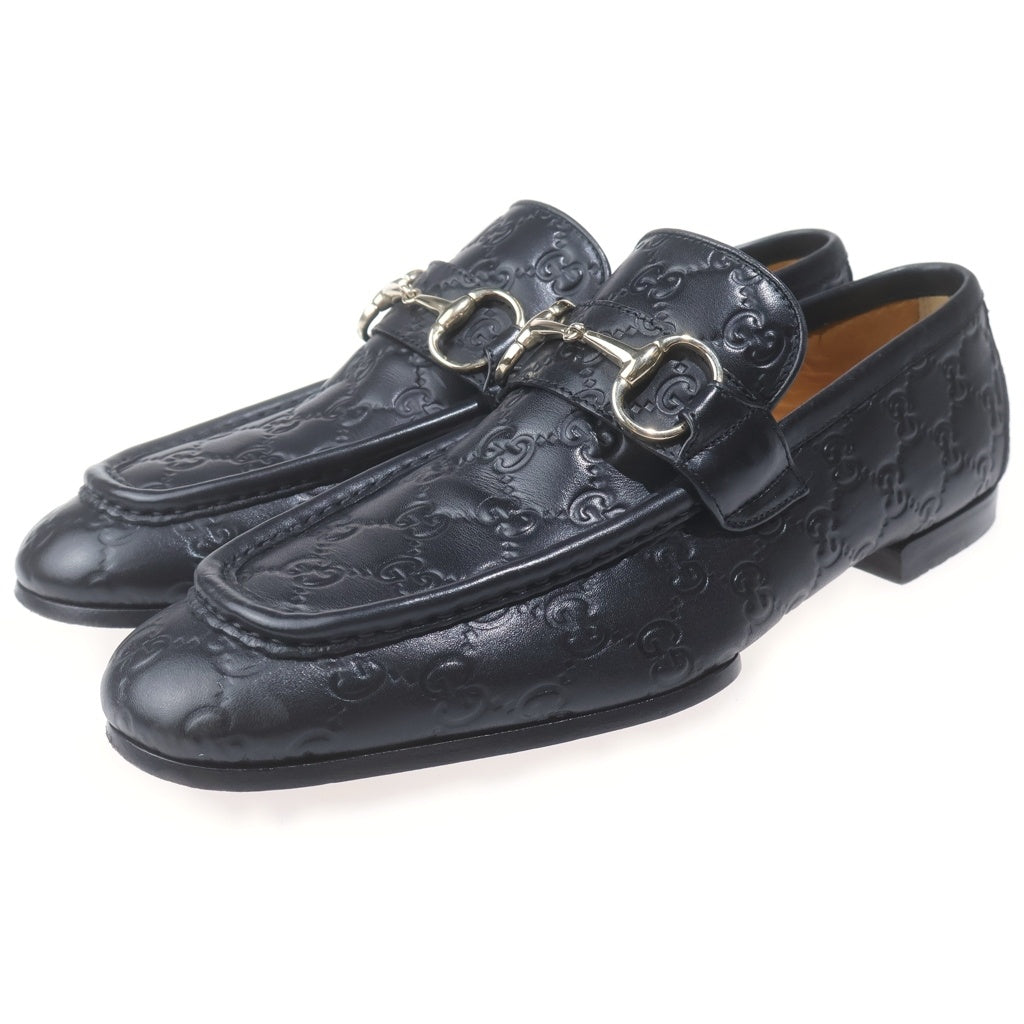 GUCCI(グッチ) GG型押し ホースビット レザーローファー ブラック 147825