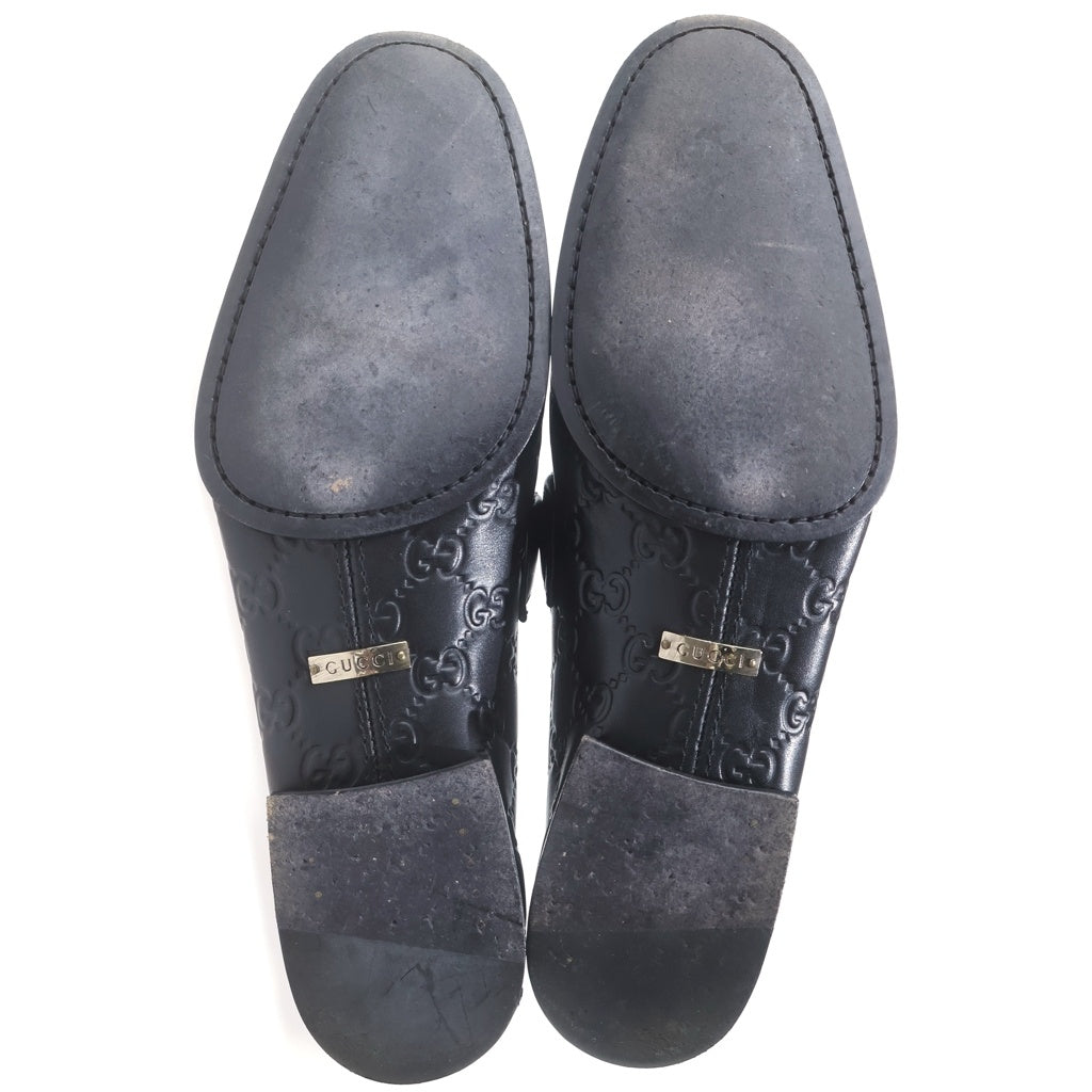 GUCCI(グッチ) GG型押し ホースビット レザーローファー ブラック