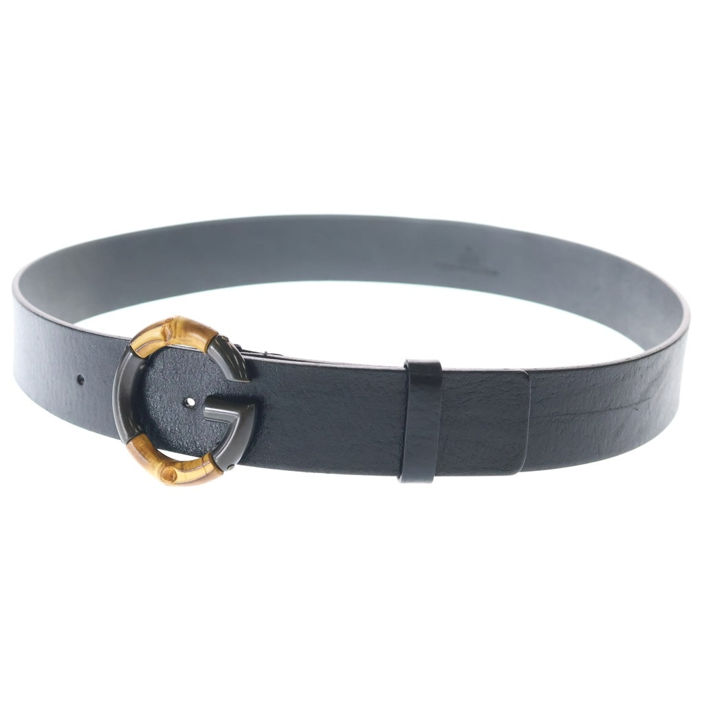 GUCCI(グッチ) バンブーGロゴ レザーベルト ブラック/ブラウン 170856