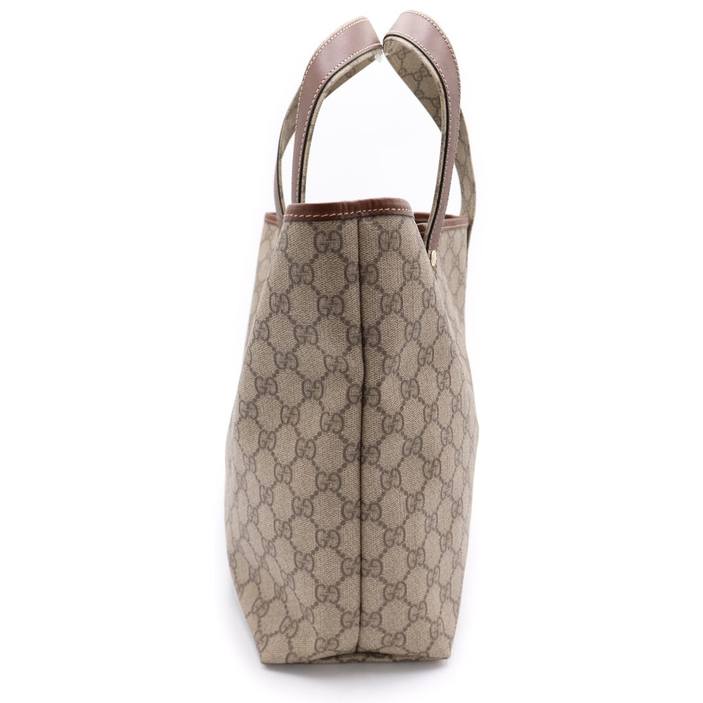 GUCCI(グッチ) GGスプリーム 総柄ロゴ PVCレザーハンドトートバッグ ブラウン 211134 レディース