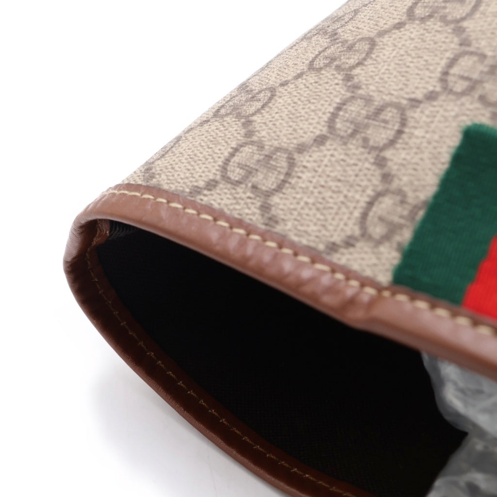 GUCCI(グッチ) GGスプリーム 総柄ロゴ PVCレザーハンドトートバッグ ブラウン 211134 レディース