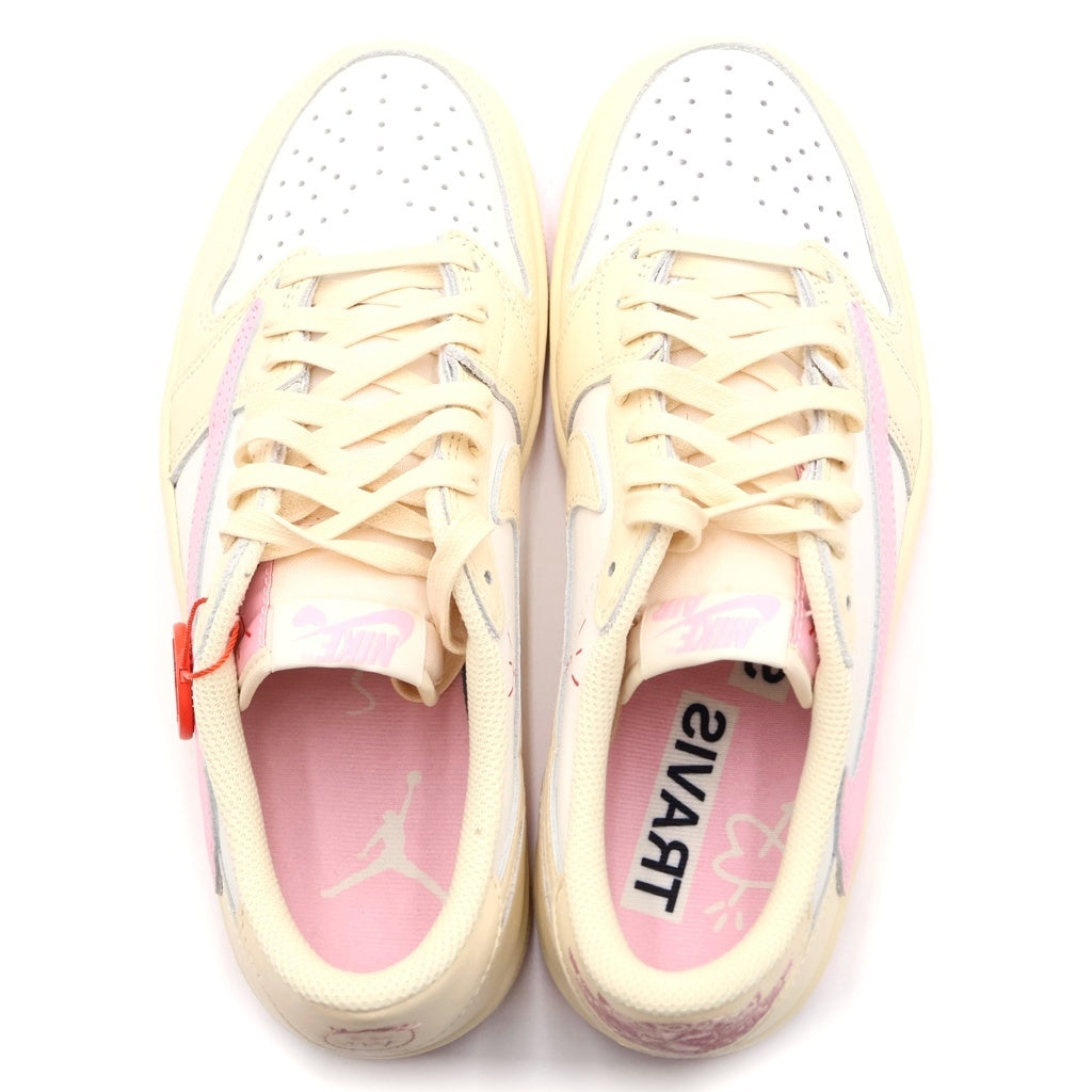 NIKE(ナイキ) ×Travis Scott Air Jordan 1 Retro Low OG Muslin/Shy Pink トラヴィススコット エアジョーダン1 レトロ OG ローカットスニーカー US7/25cm IQ7604-100