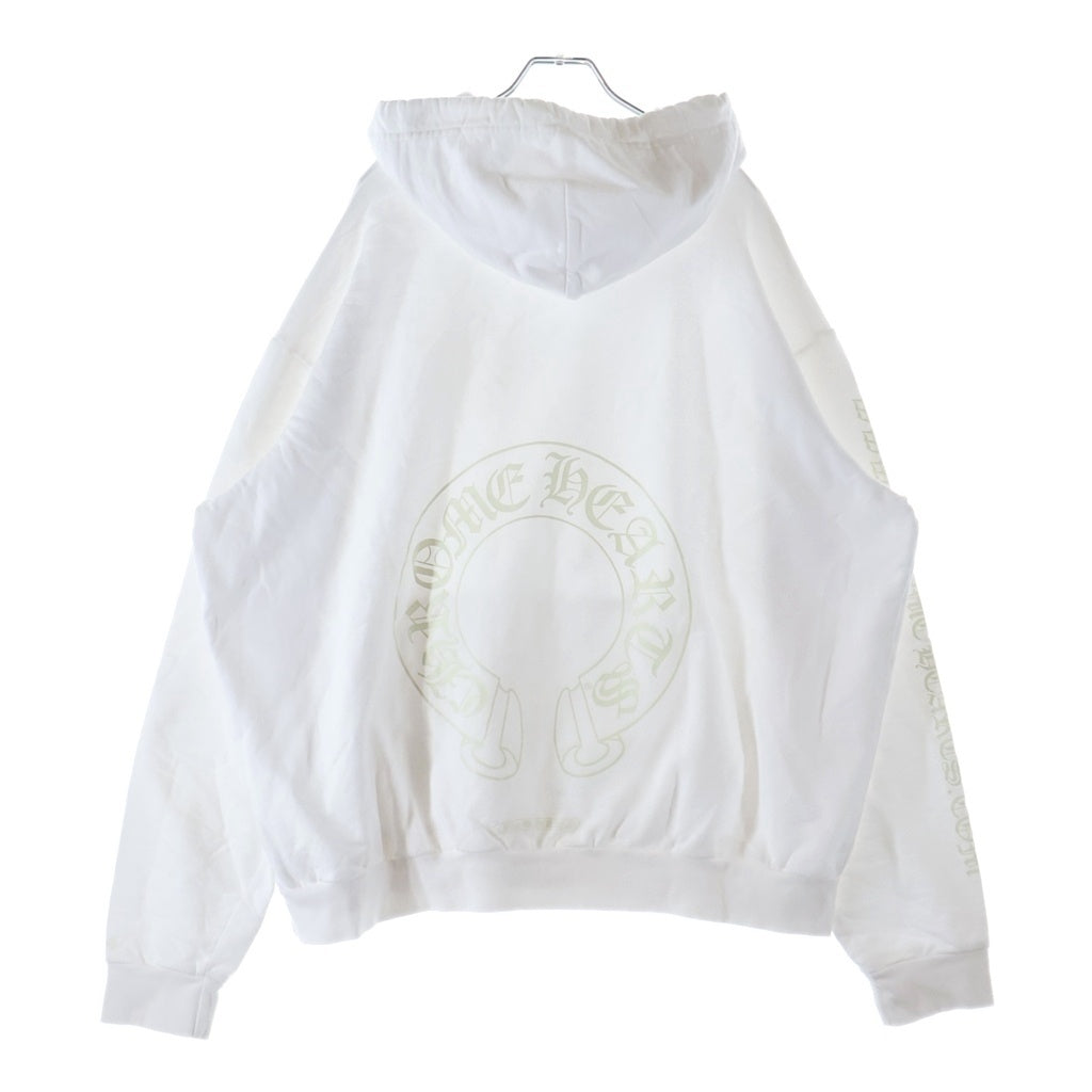 CHROME HEARTS(クロムハーツ) WWW.CHROMEHEARTS.COM HOODIE オンライン限定ホースシューバックプリントプルオーバーパーカー ホワイト