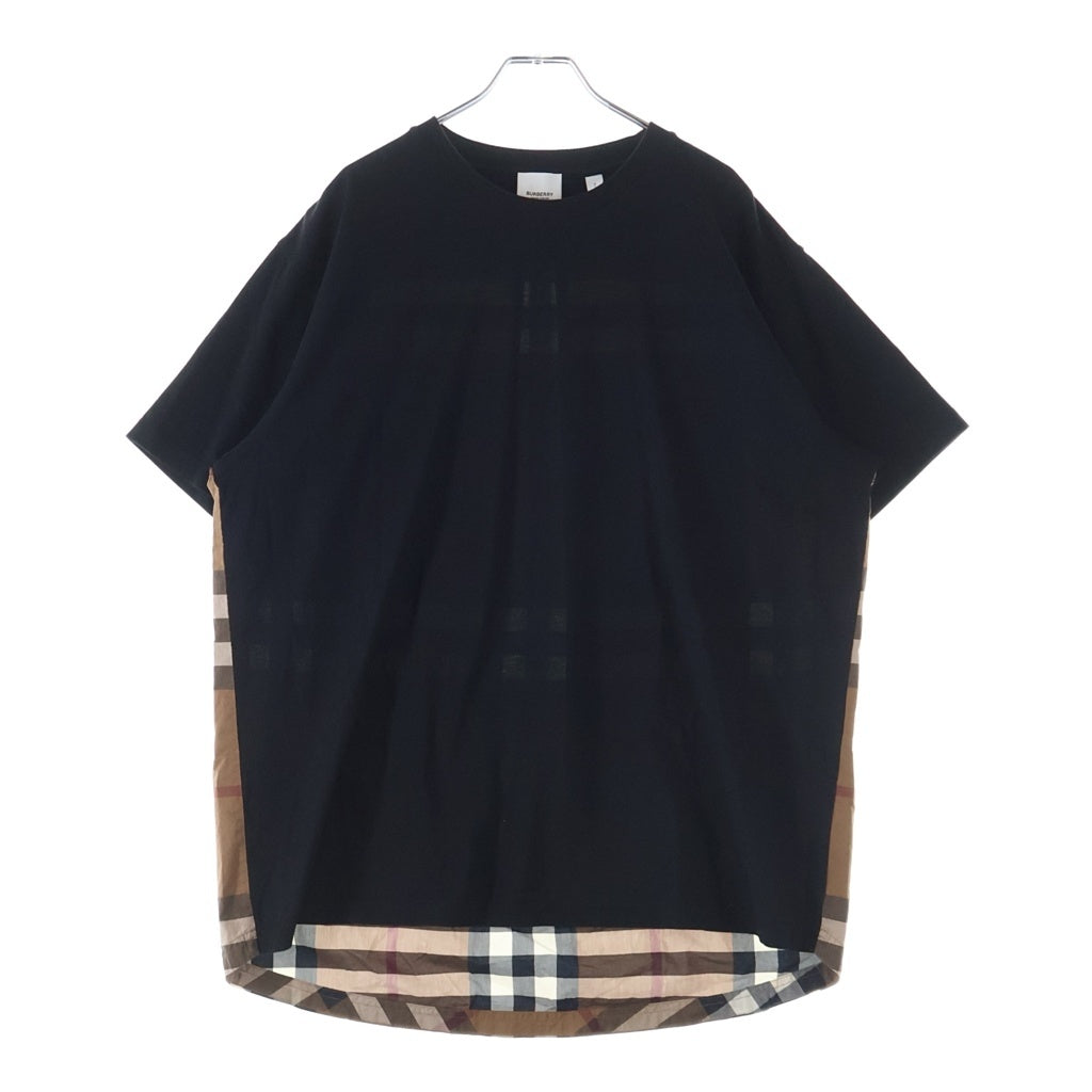 BURBERRY(バーバリー) ノバチェック クルーネック半袖ドッキングTシャツカットソー ブラック/ブラウン 8044962