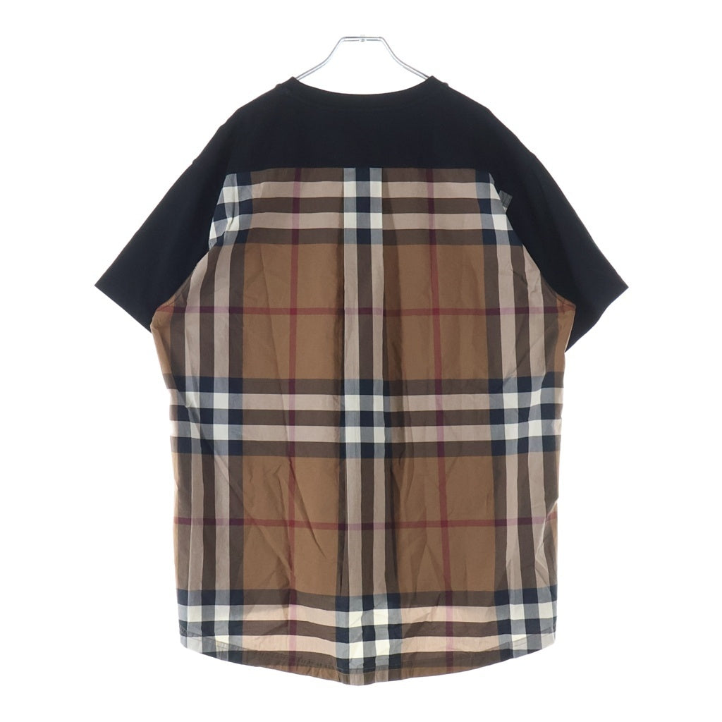 BURBERRY(バーバリー) ノバチェック クルーネック半袖ドッキングTシャツカットソー ブラック/ブラウン 8044962