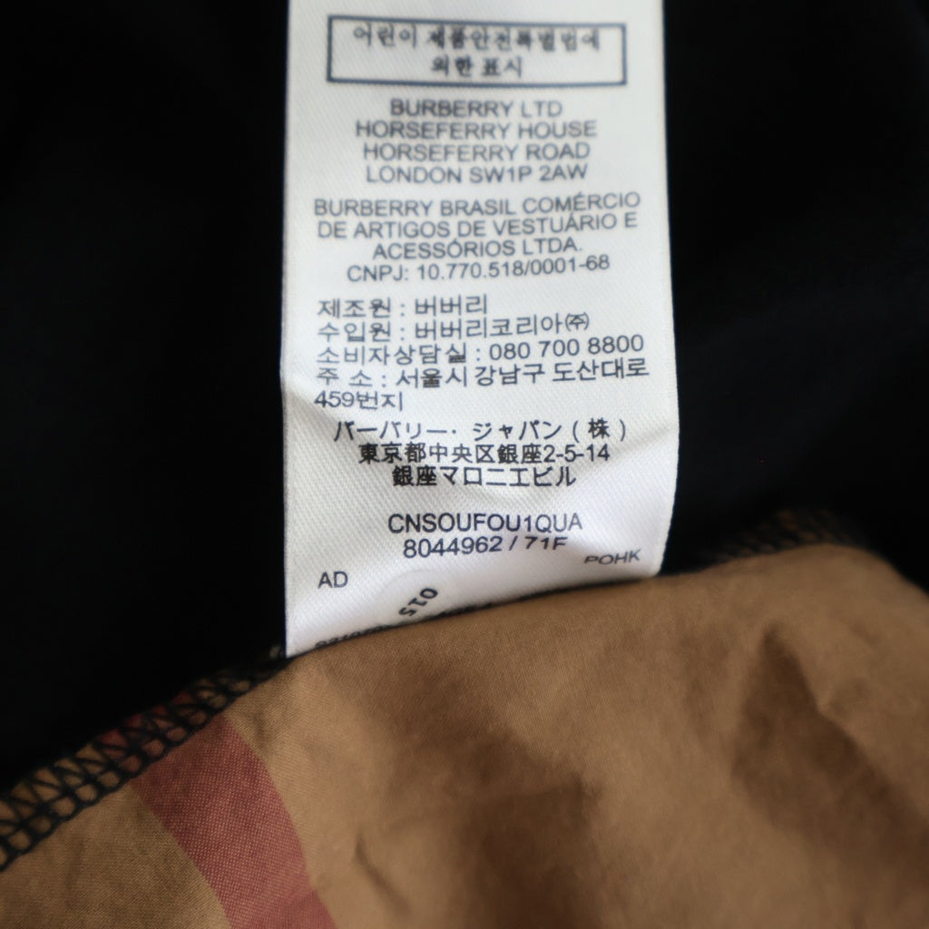 BURBERRY(バーバリー) ノバチェック クルーネック半袖ドッキングTシャツカットソー ブラック/ブラウン 8044962