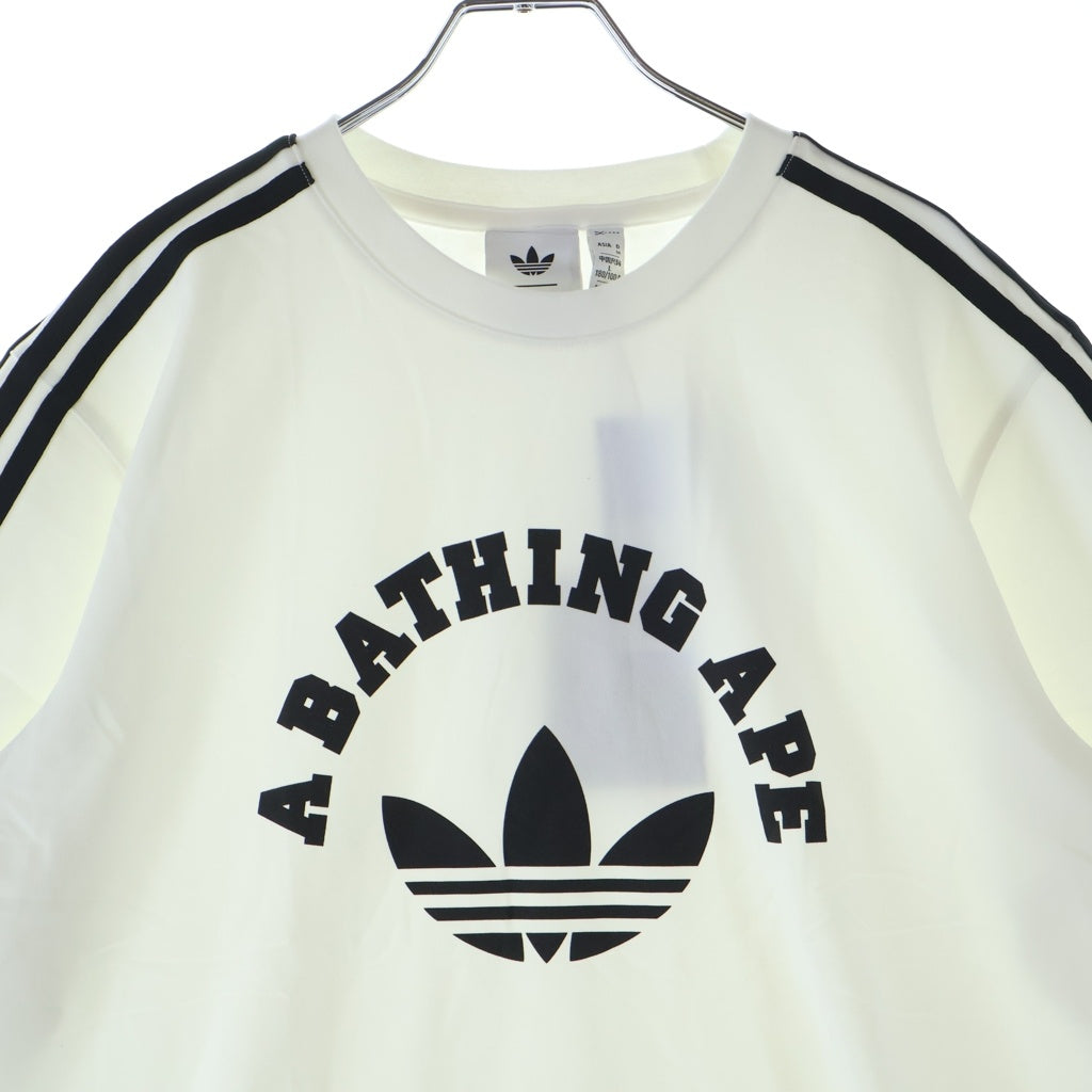 A BATHING APE(アベイシングエイプ) ×adidas ロゴプリント サイドラインクルーネック半袖Tシャツカットソー