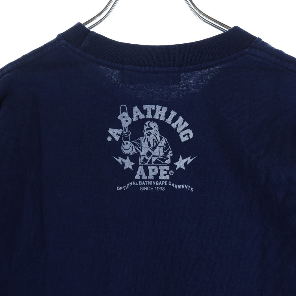 A BATHING APE(アベイシングエイプ) LOGO INDIGO TEE ロゴプリント クルーネック半袖Tシャツカットソー ブルー