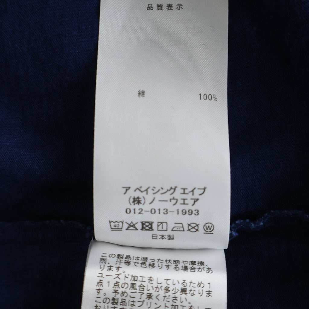 A BATHING APE(アベイシングエイプ) LOGO INDIGO TEE ロゴプリント クルーネック半袖Tシャツカットソー ブルー