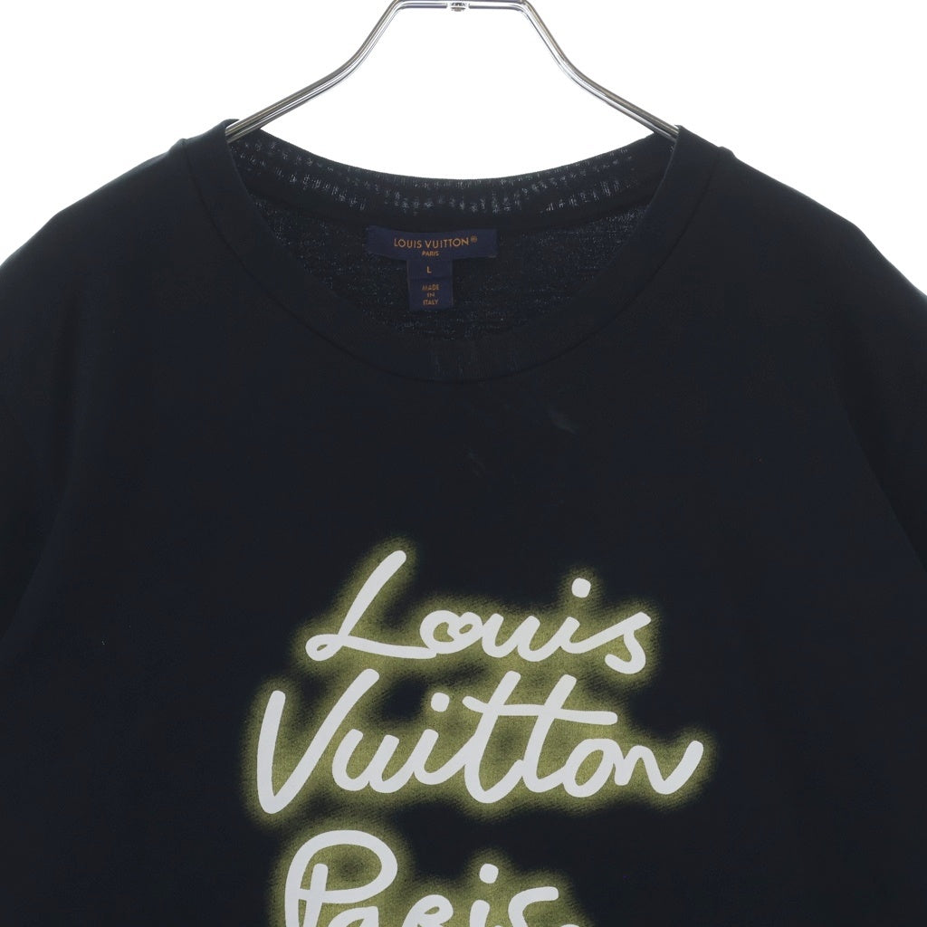 LOUIS VUITTON(ルイヴィトン) 25SS フロントロゴプリント クルーネック半袖Tシャツカットソー ブラック RW251WB UOL FSTS90