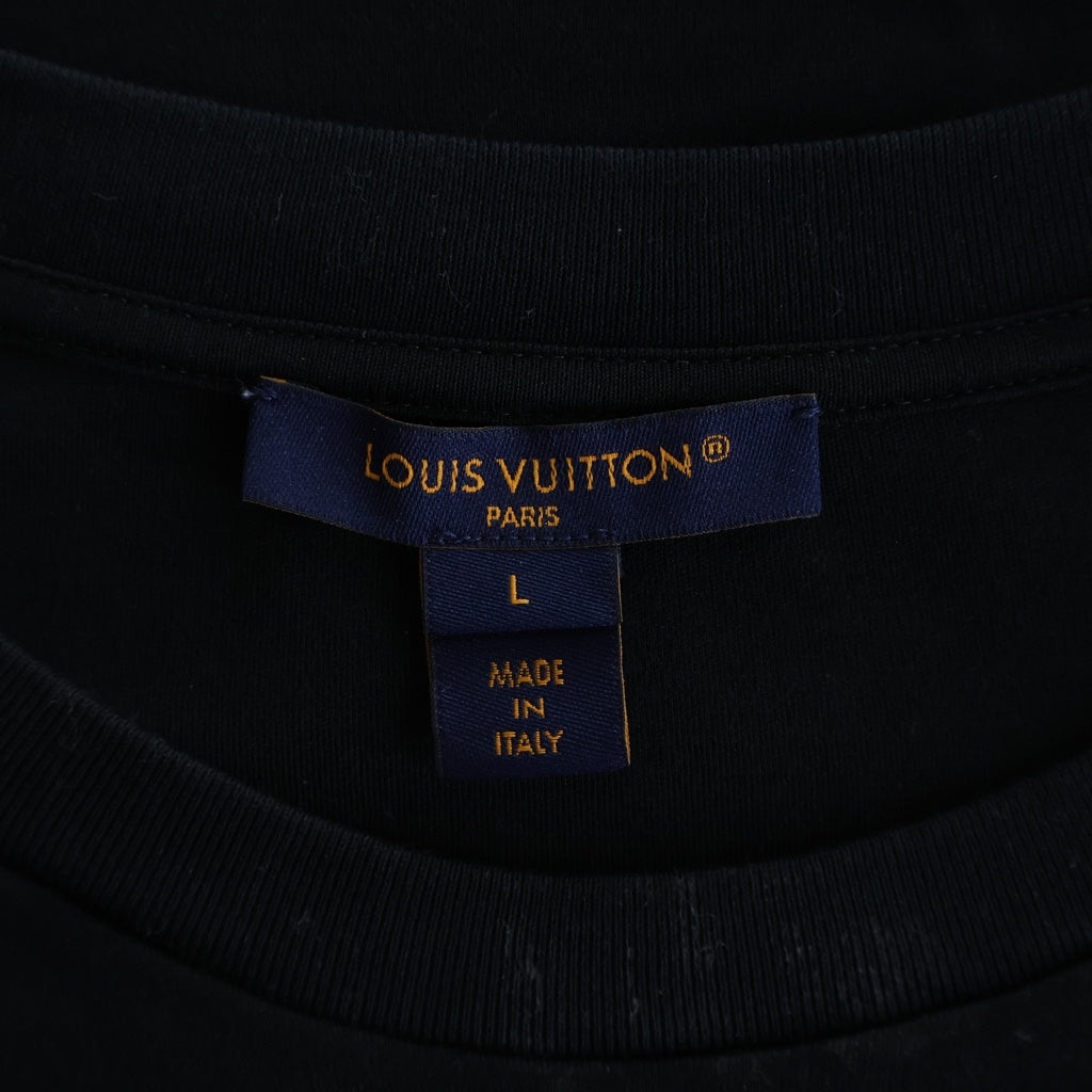 LOUIS VUITTON(ルイヴィトン) 25SS フロントロゴプリント クルーネック半袖Tシャツカットソー ブラック RW251WB UOL FSTS90