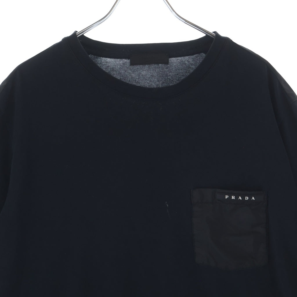 PRADA(プラダ) ラバーロゴデザイン クルーネック半袖Tシャツカットソー ブラック SJN250 R192 710