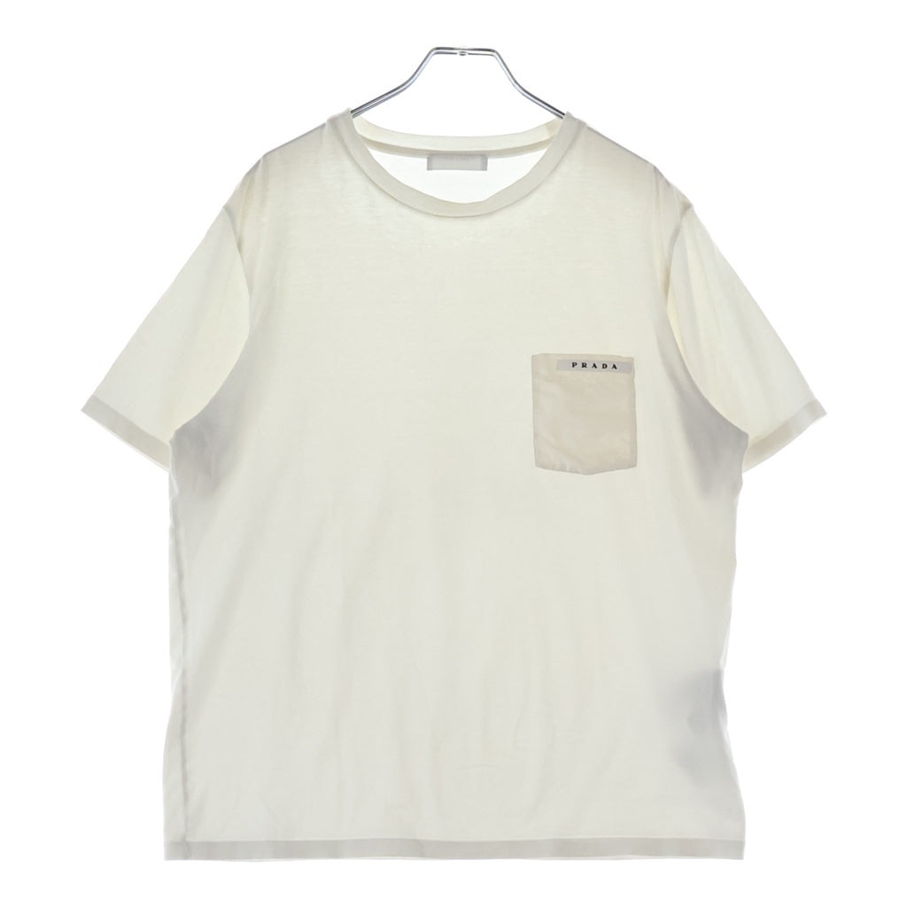 PRADA(プラダ) ラバーロゴデザイン クルーネック半袖Tシャツカットソー ホワイト SJN250 R192 710
