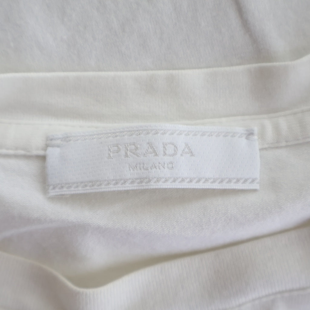 PRADA(プラダ) ラバーロゴデザイン クルーネック半袖Tシャツカットソー ホワイト SJN250 R192 710