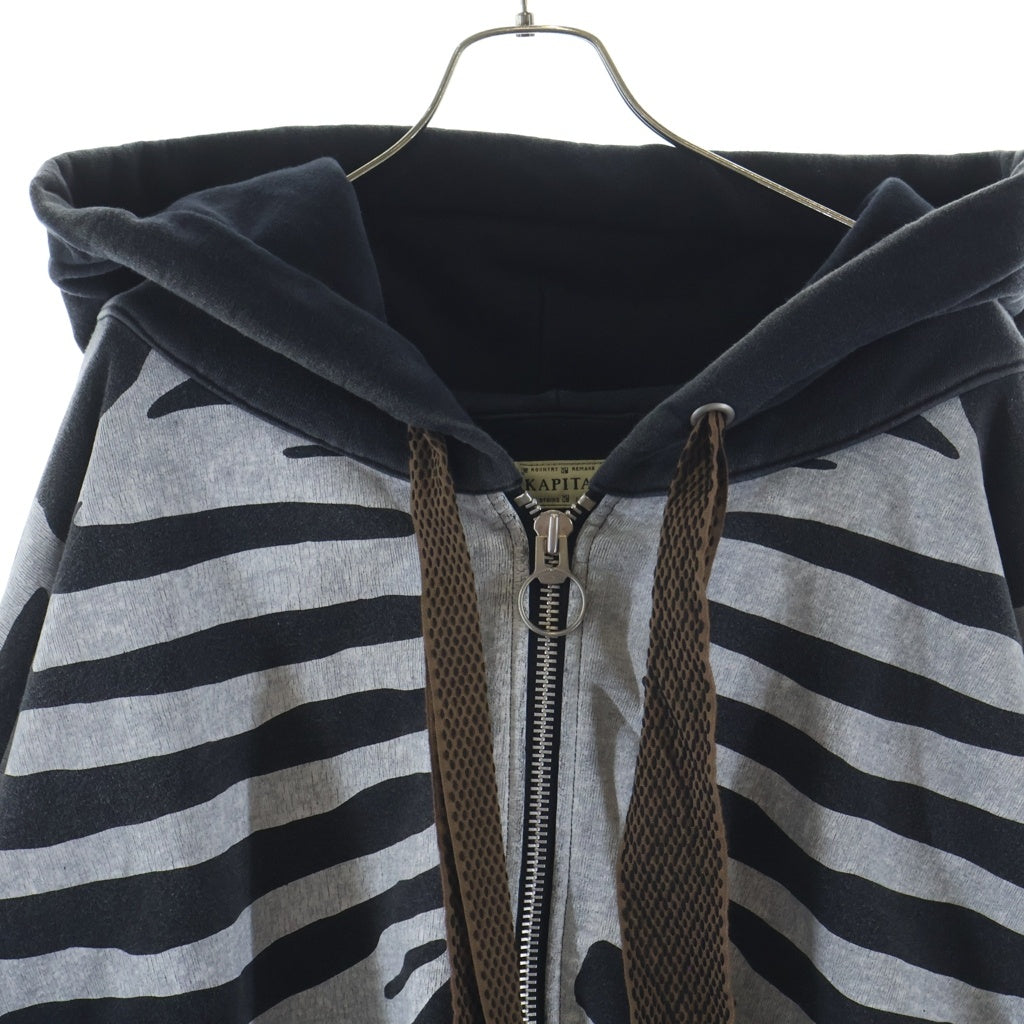 KAPITAL(キャピタル) 25SS Bone Zip Up Hoodie ボーンデザイン ジップアップパーカー グレー K2504LC156