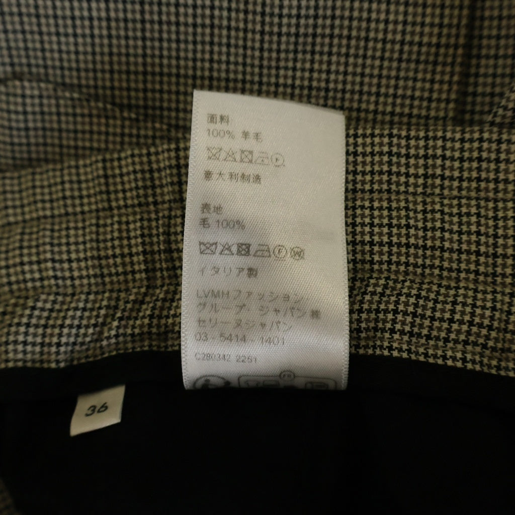 CELINE(セリーヌ) ロゴパッチ ドローコード ウールチェック カーゴパンツ ベージュ 2P840462T.01FJ レディース