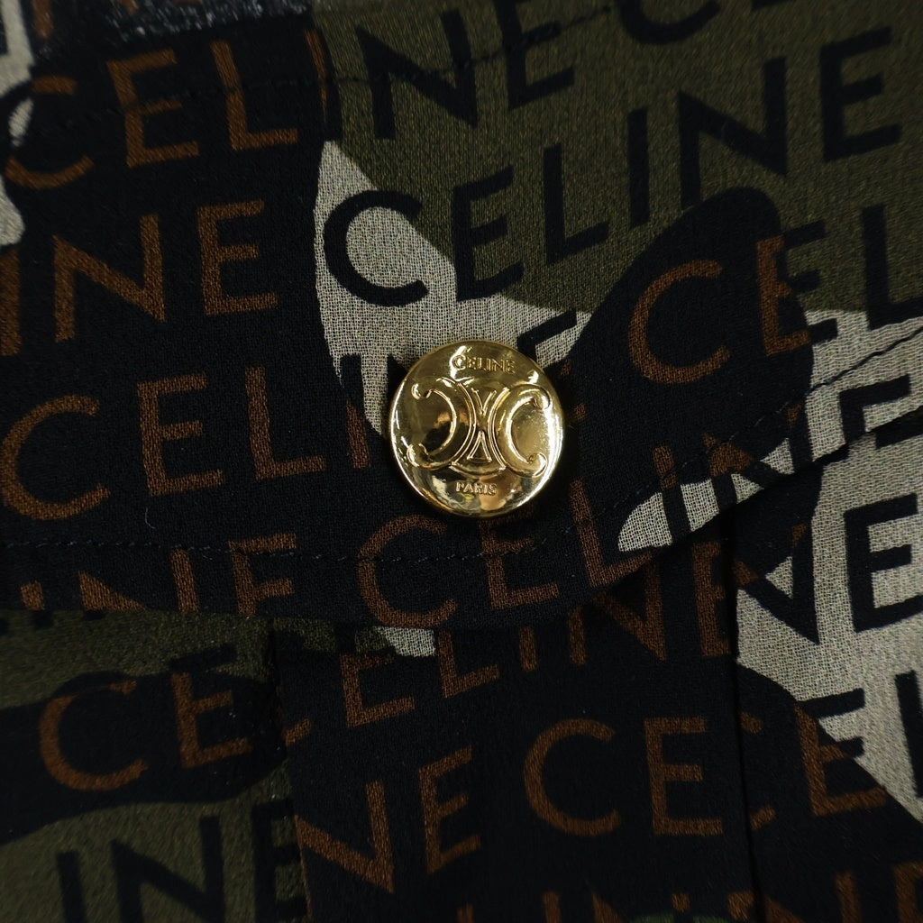 CELINE(セリーヌ) ゴールドボタン 総柄シルクワンピース カモ レディース 2R88E361R