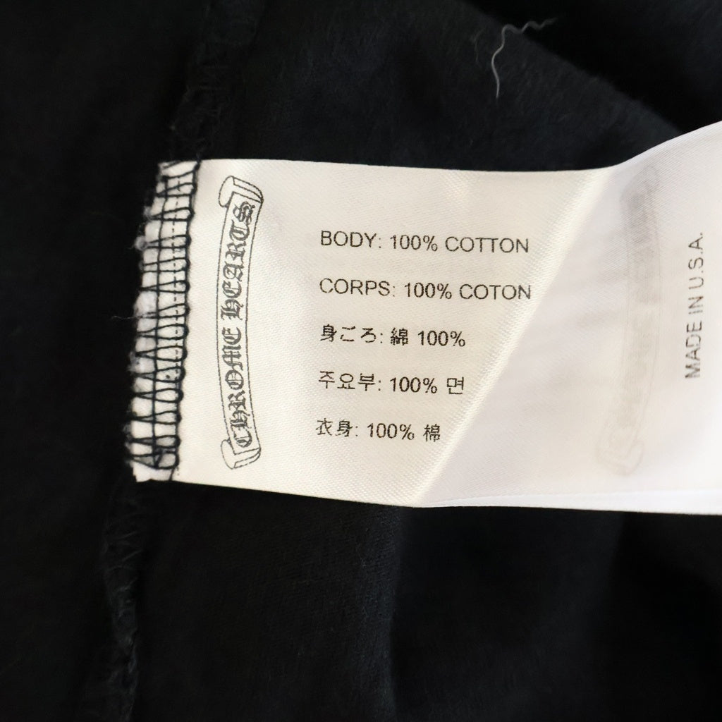 CHROME HEARTS(クロムハーツ) FLRL CRS HORSESHOE LS TEE アームフローラルクロス バックホースシュー クルーネック長袖Tシャツカットソー ブラック