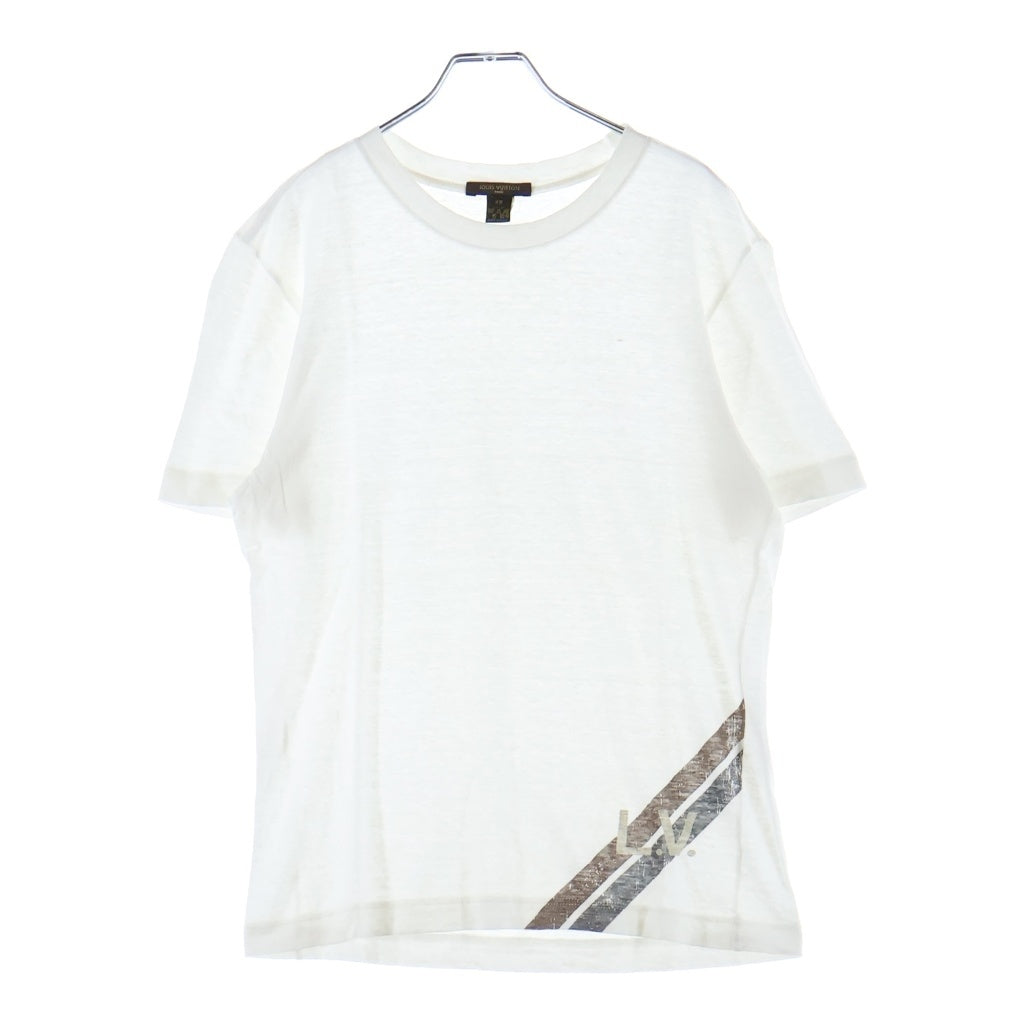 LOUIS VUITTON(ルイヴィトン) LVロゴプリント クルーネック半袖Tシャツカットソー ホワイト