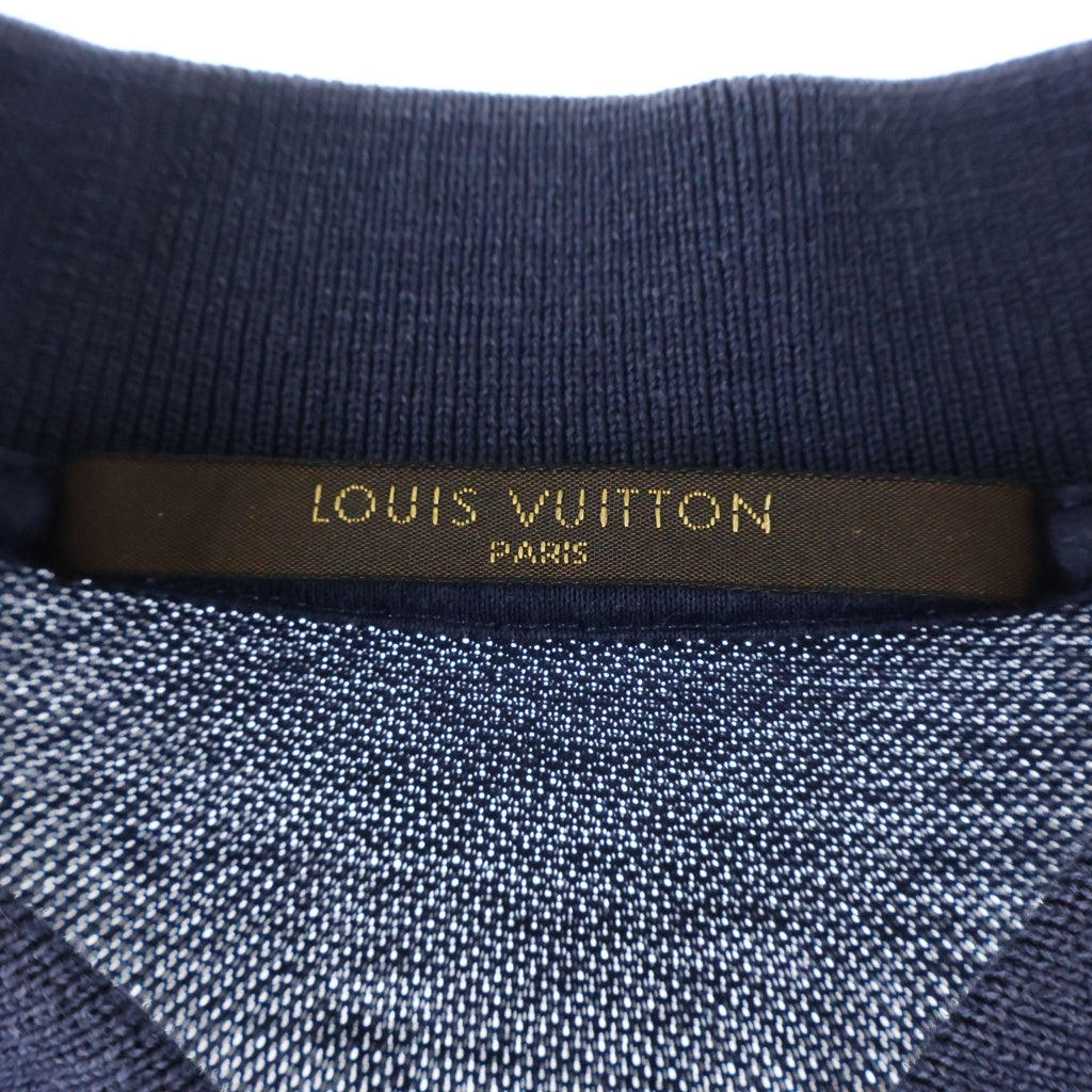 LOUIS VUITTON(ルイヴィトン) LVロゴ刺繍 鹿の子編み 半袖ポロシャツ ネイビー