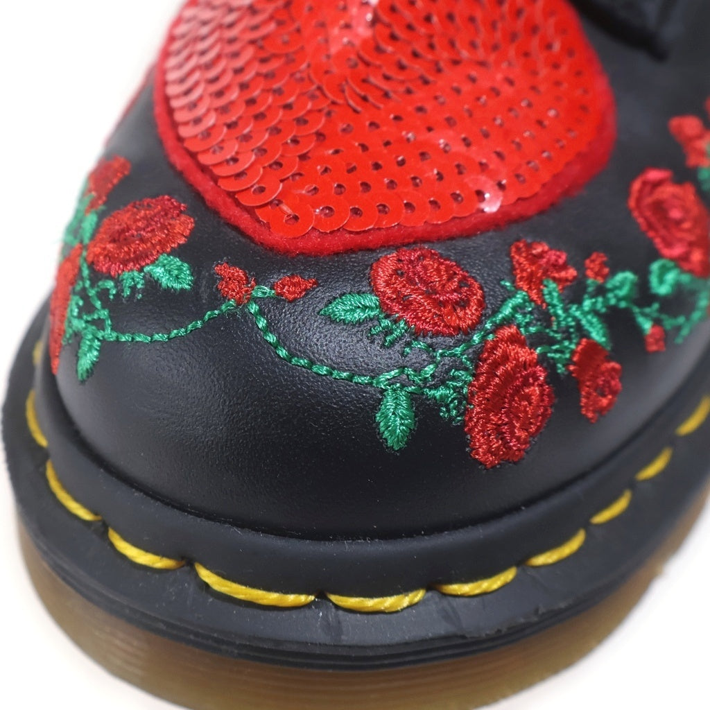 Dr.Martens(ドクターマーチン) 1460 パスカルハート 8ホール ハートパッチスパンコール装飾 レザーブーツ レディース ブラック